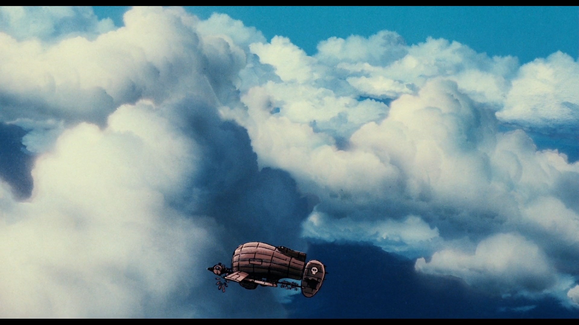 cloud - sky, flying, nature, transportation, laputa castle in the sky, day, cloudscape, tranquility, beauty in nature, auto post production filter, 1080P, HD Wallpaper