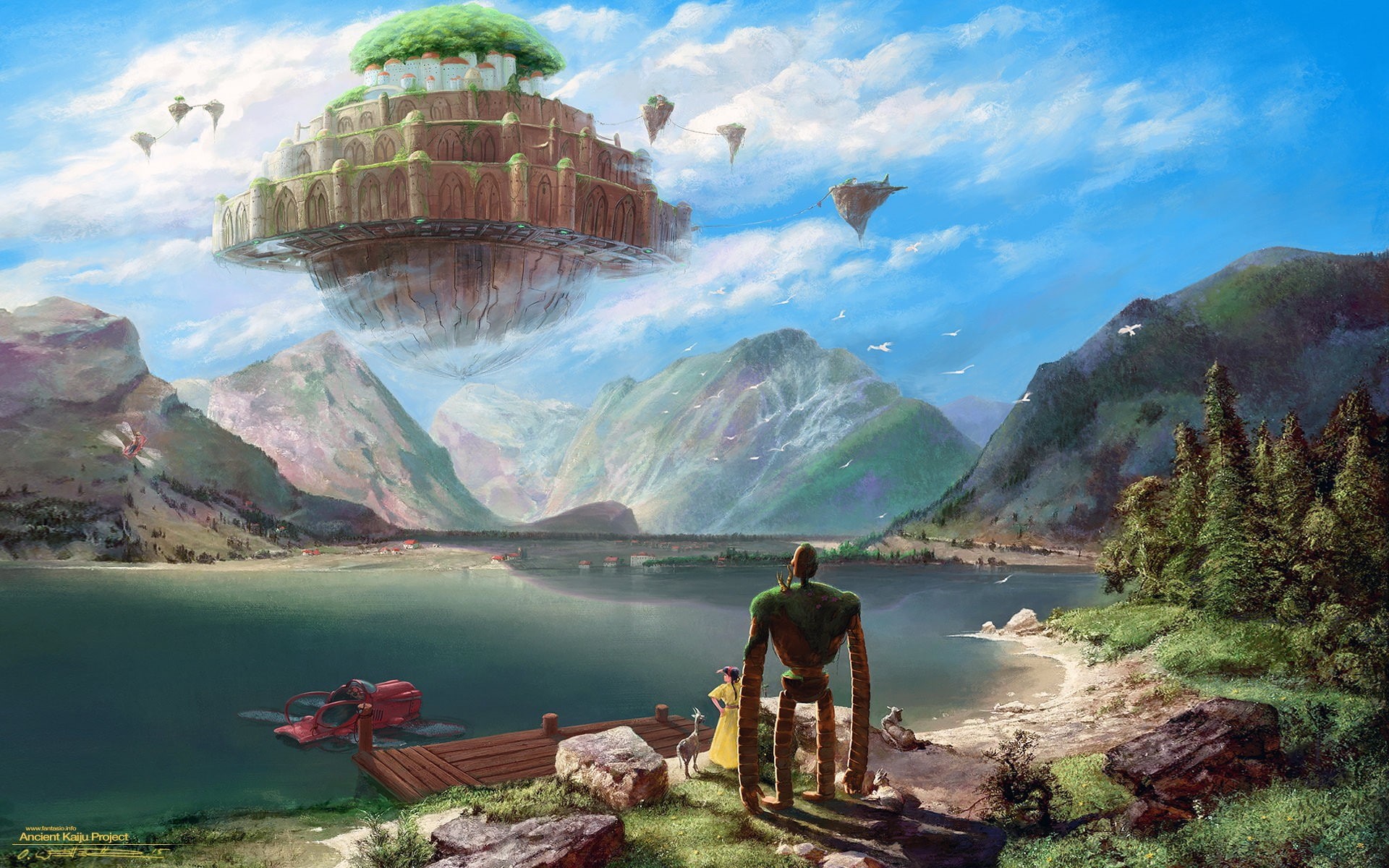 digital art, Laputa, artwork, Studio Ghibli, 1080P, Castle In The Sky, HD Wallpaper