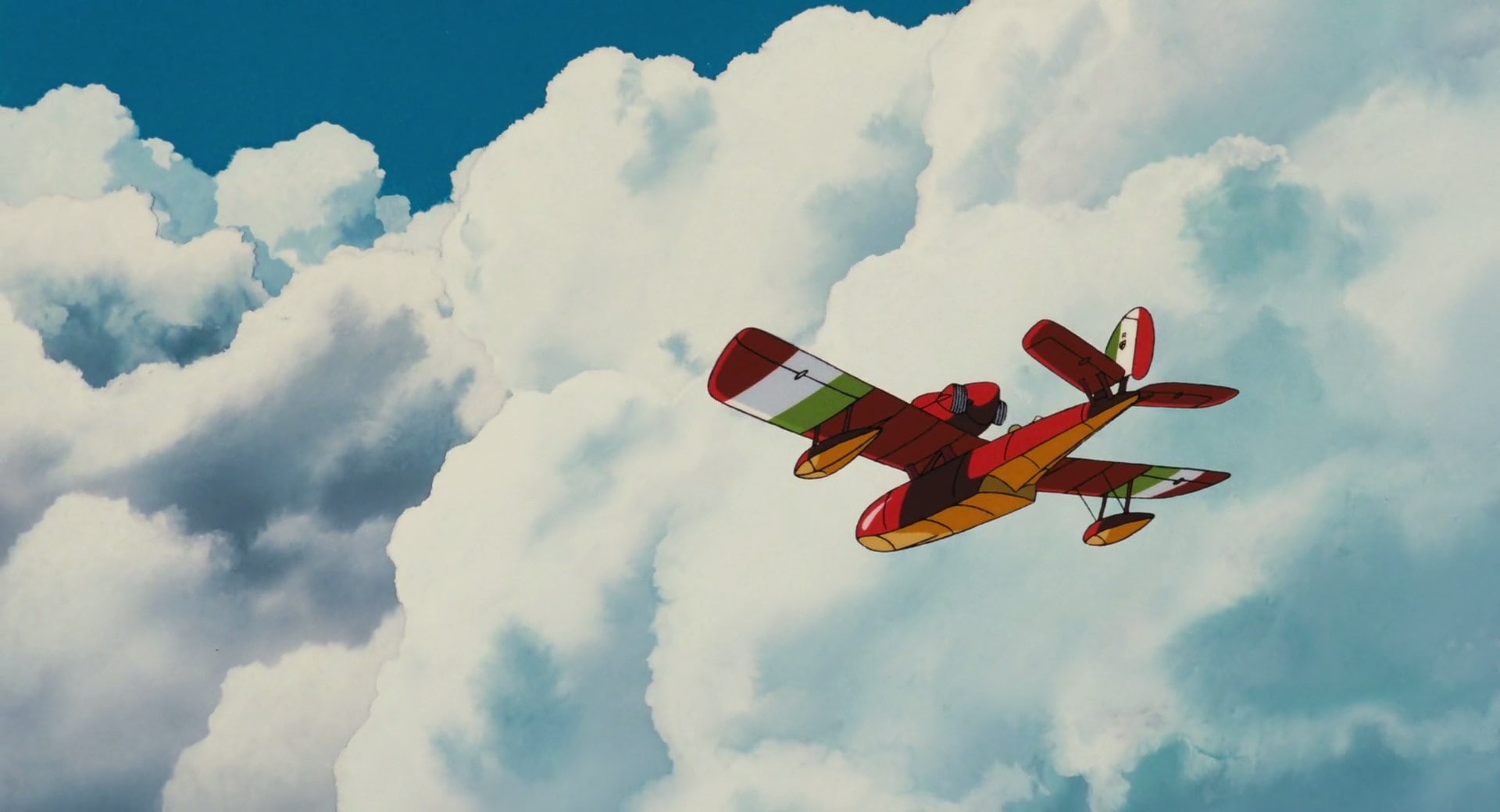 porco rosso, beauty in nature, fun, freedom, airplane, nature, mode of transportation, no people, leisure activity, trip, day, cloud - sky, cloudscape, HD Wallpaper