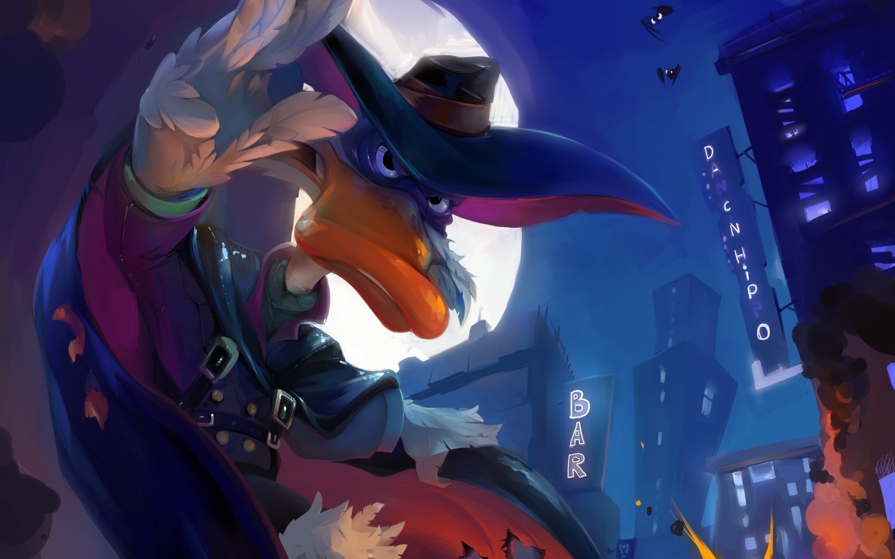 darkwing, disney, 2K, wing, funny, duck, dark, background, HD Wallpaper