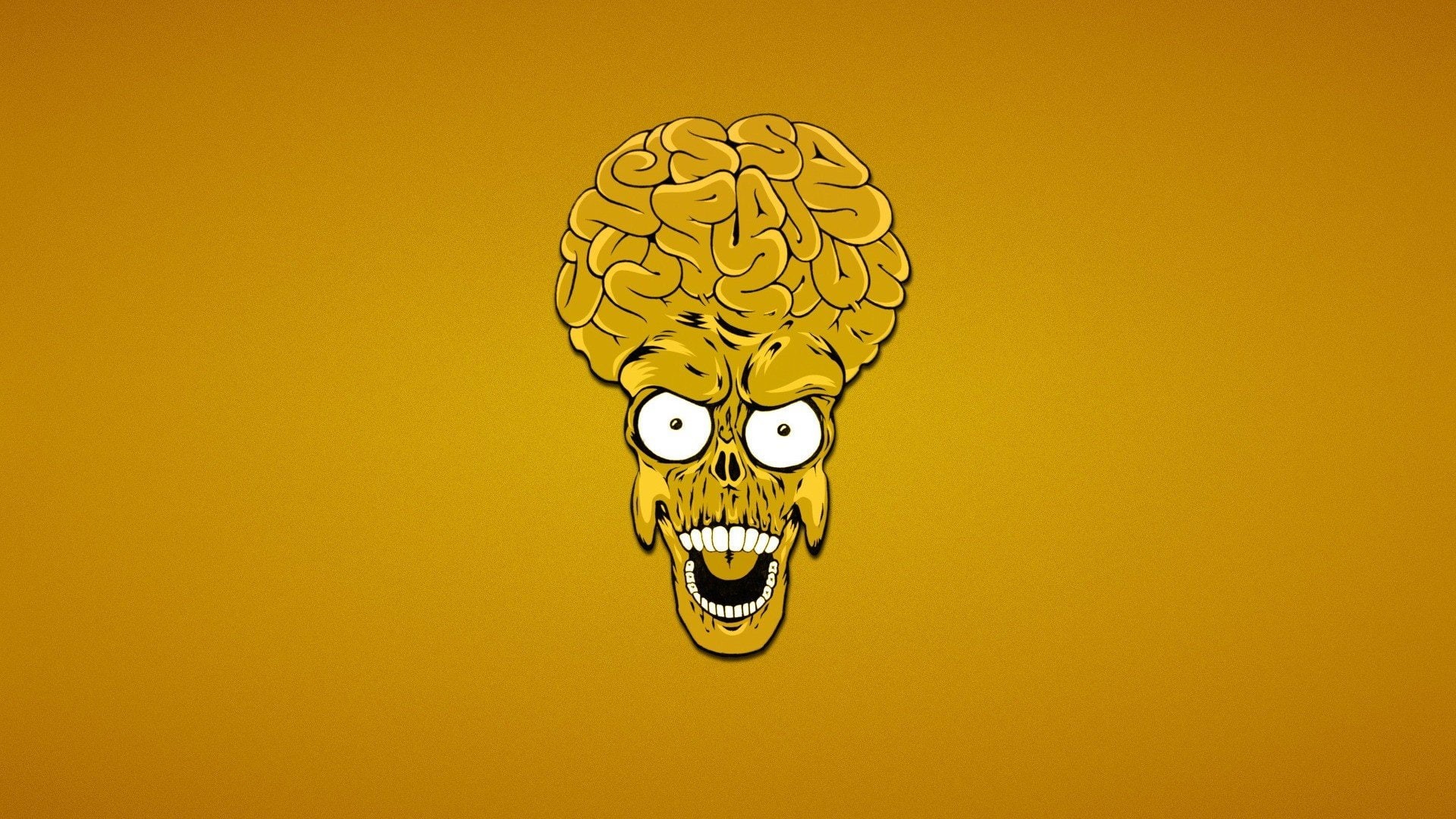 Mars Attacks, movies, yellow, Aliens, 1080P, brain, HD Wallpaper