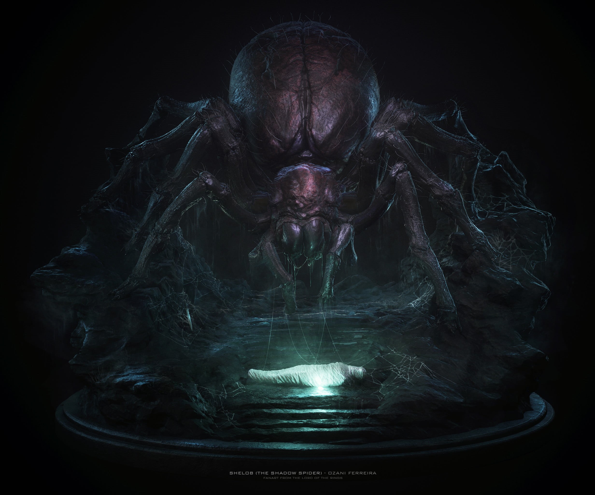 Shelob, 3d design, 1080P, Middle Earth, digital art, Ozani Ferreira, CGI, fan art, spider, J. R. R. Tolkien, Frodo Baggins, artwork, The Lord of the Rings, HD Wallpaper