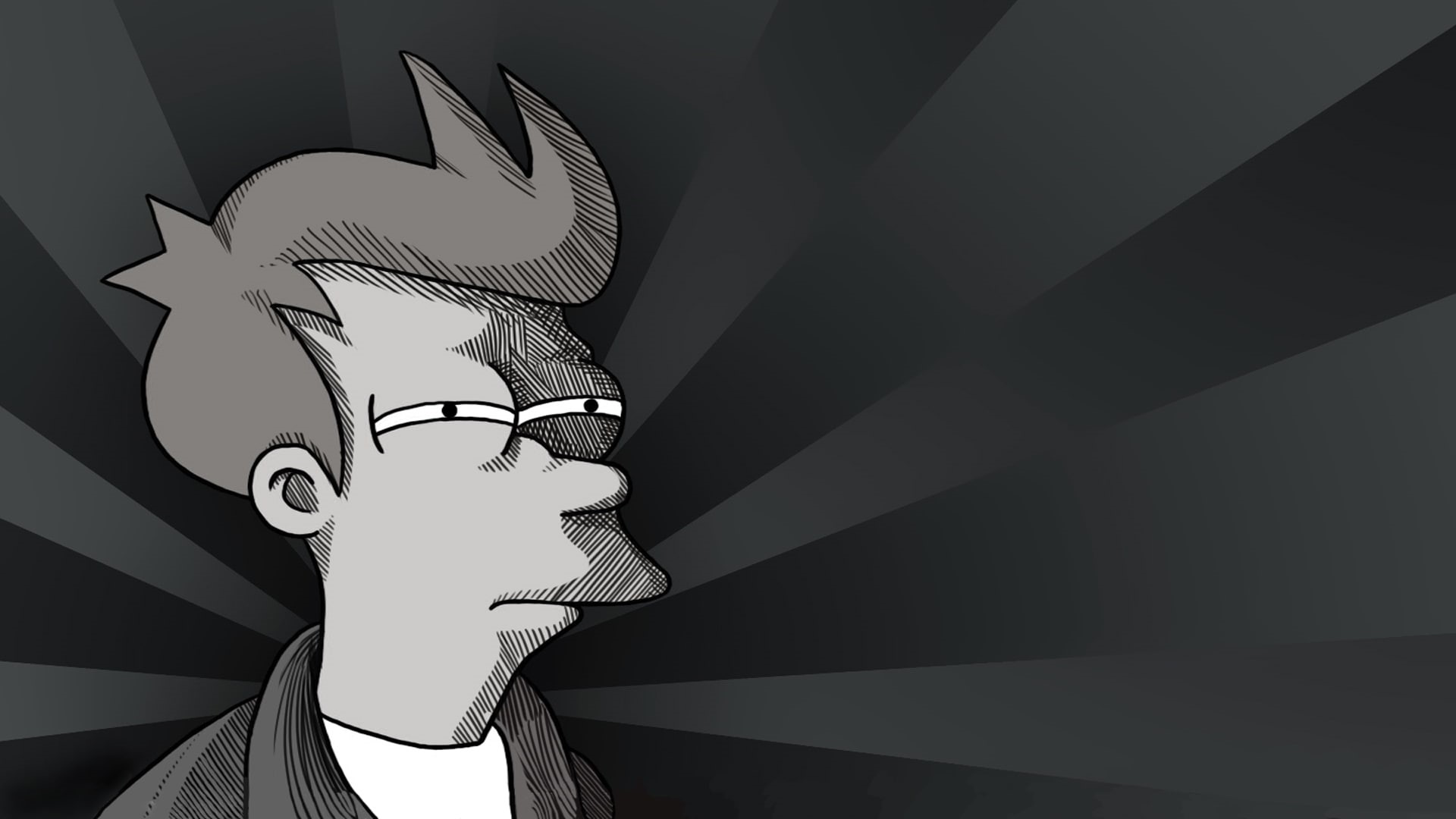 hd, art, philip, monochrome, fry, 1080P, j, Futurama, grayscale, HD Wallpaper