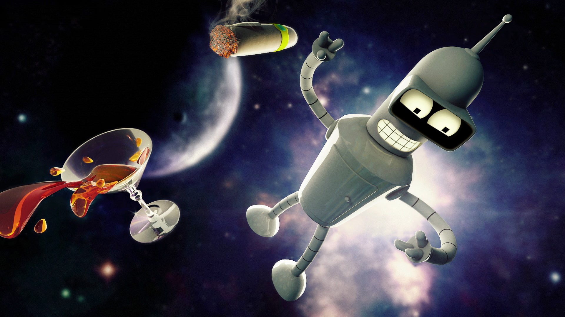 1080P, futurama, hd, bender, cartoon/comic, HD Wallpaper