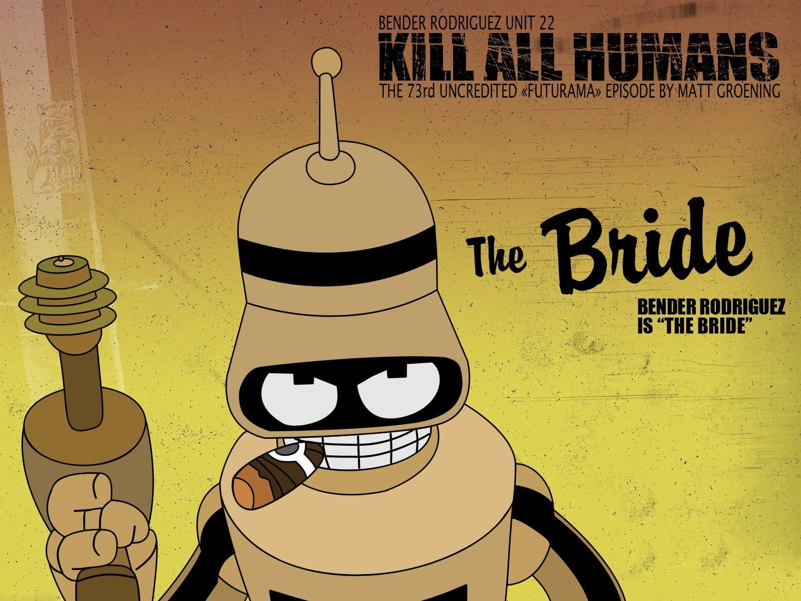 art and craft, cartoon, movie, clothing, technology, yellow, text, bride, representation, wall, Bender, hanging, communication, Futurama, creativity, indoors, HD Wallpaper
