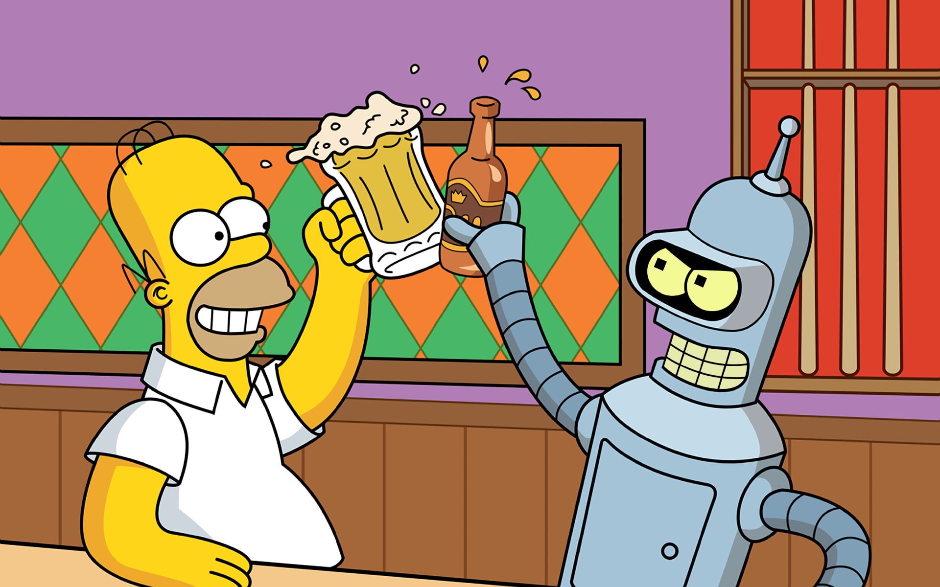 hd, cartoon/comic, beer, home, bender, 1080P, alcohol, futurama, simpsons, the, HD Wallpaper