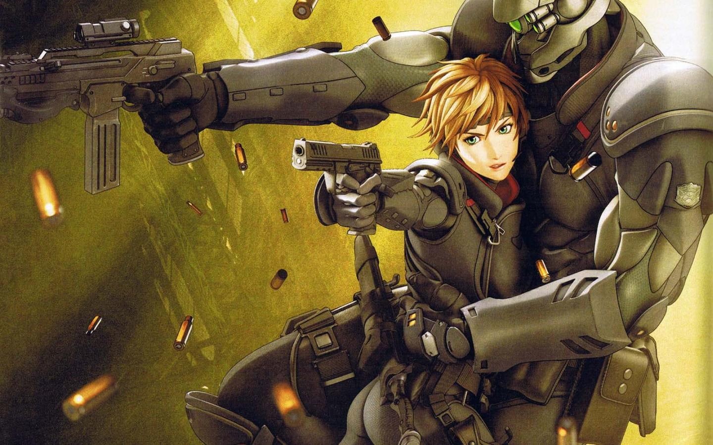 appleseed, anime girl, animation, guns, black, girl, anime, bullets, 720P, armored, HD Wallpaper