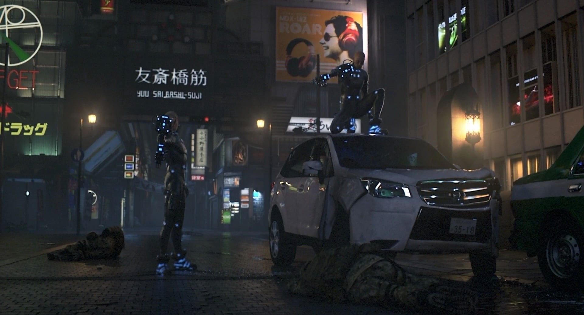 street, transportation, travel, city, incidental people, road, car, communication, illuminated, night, architecture, GANTZ:O, land vehicle, 1080P, people, HD Wallpaper
