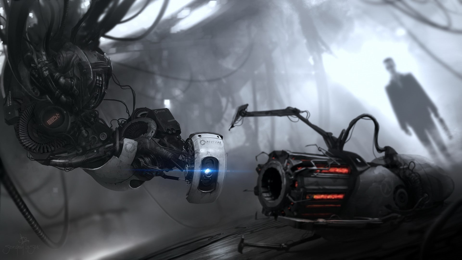 games, black, Video Games, gravit, fun, halflife, mesa, glados, portal, garry, video, 1080P, nitro, hd, gman, art, HD Wallpaper