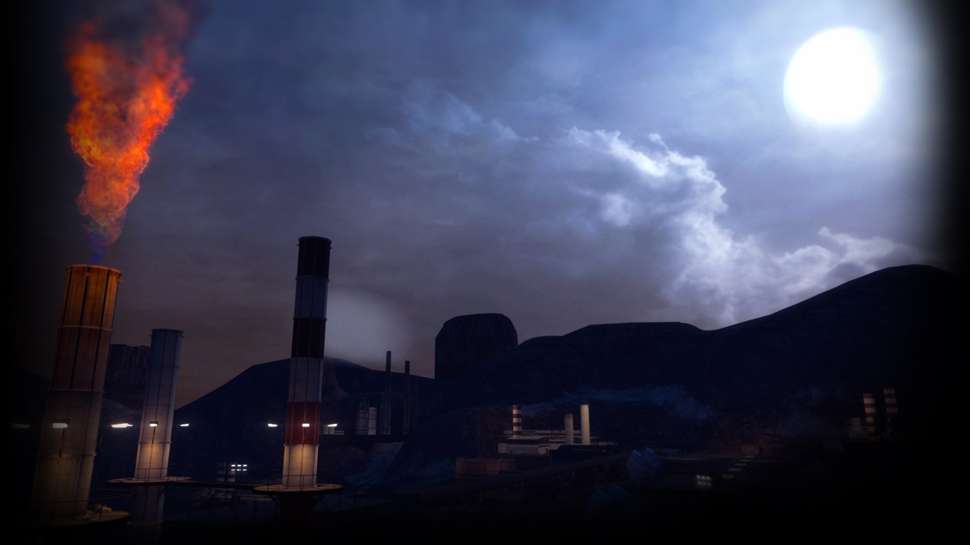 dusk, night, no people, power in nature, industry, environmental issues, factory, 1080P, building exterior, sky, fuel and power generation, city, architecture, HD Wallpaper