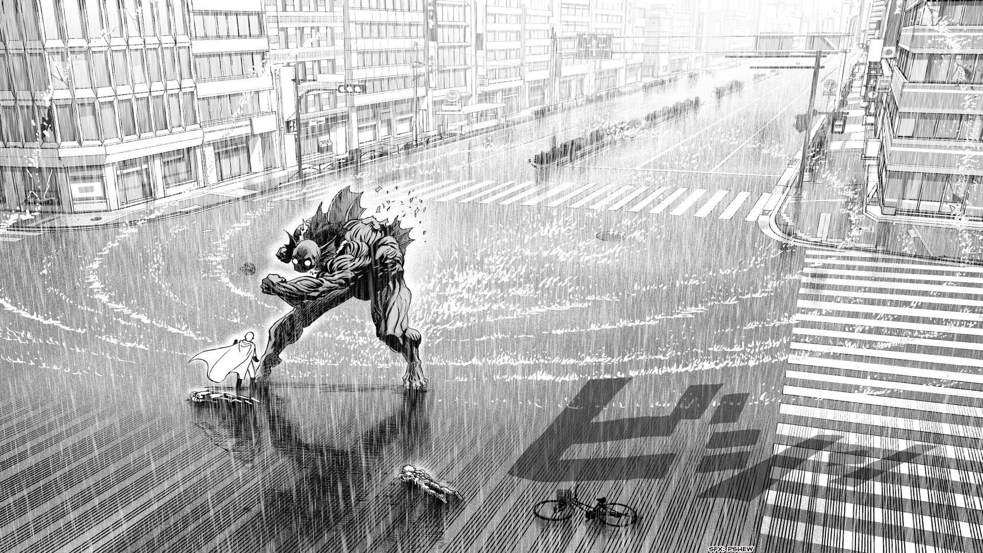 walking, city, building, building exterior, architecture, people, outdoors, representation, One-Punch Man, manga, sculpture, street, robot, built structure, HD Wallpaper