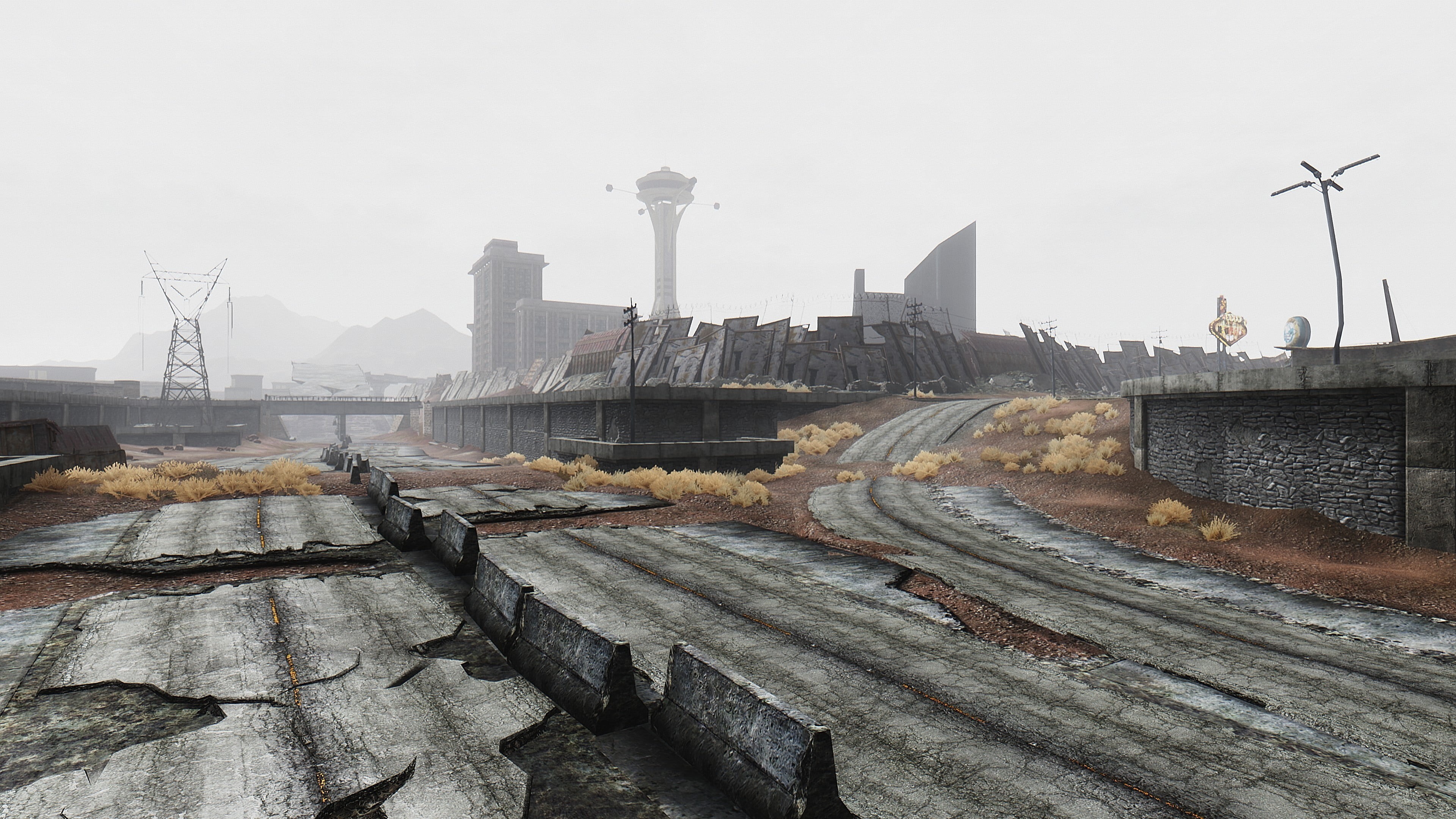 Fallout: New Vegas, built structure, building, day, no people, cold temperature, nature, concrete, transportation, city, outdoors, street, wall, Fallout, HD Wallpaper