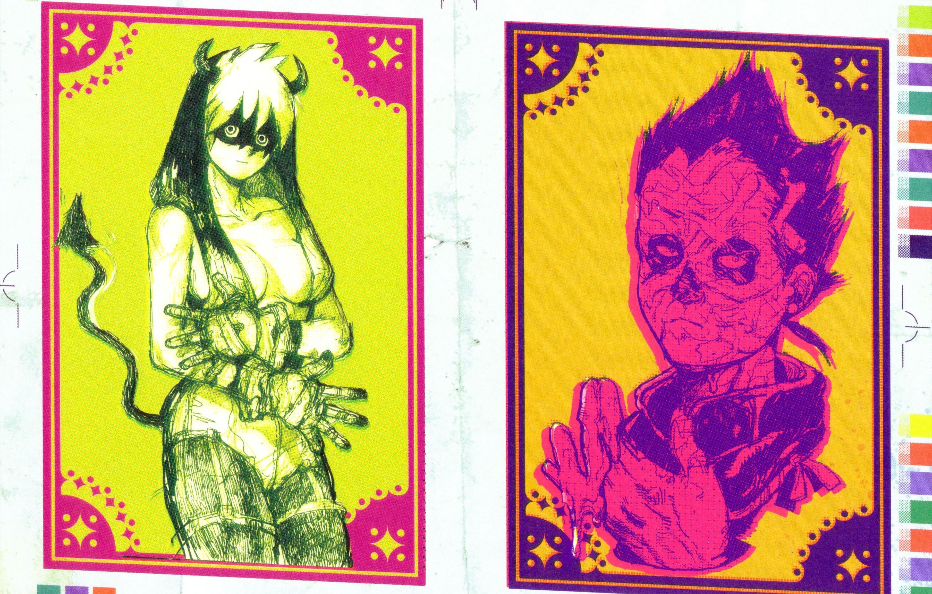 craft, male likeness, art and craft, creativity, healthcare and medicine, representation, painted, indoors, no people, paintings, female likeness, manga dorohedoro nikaido asu scans, HD Wallpaper