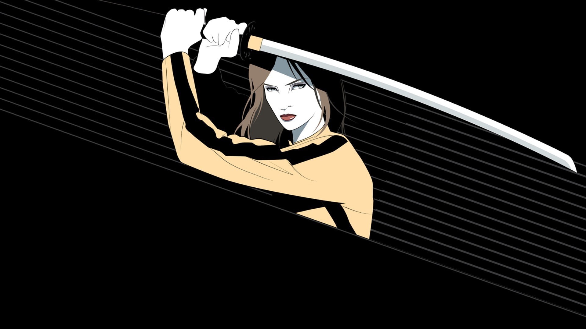 high angle view, day, 1080P, lifestyles, movies, indoors, black background, illuminated, katana, Craig Drake, real people, architecture, Kill Bill, leisure activity, HD Wallpaper