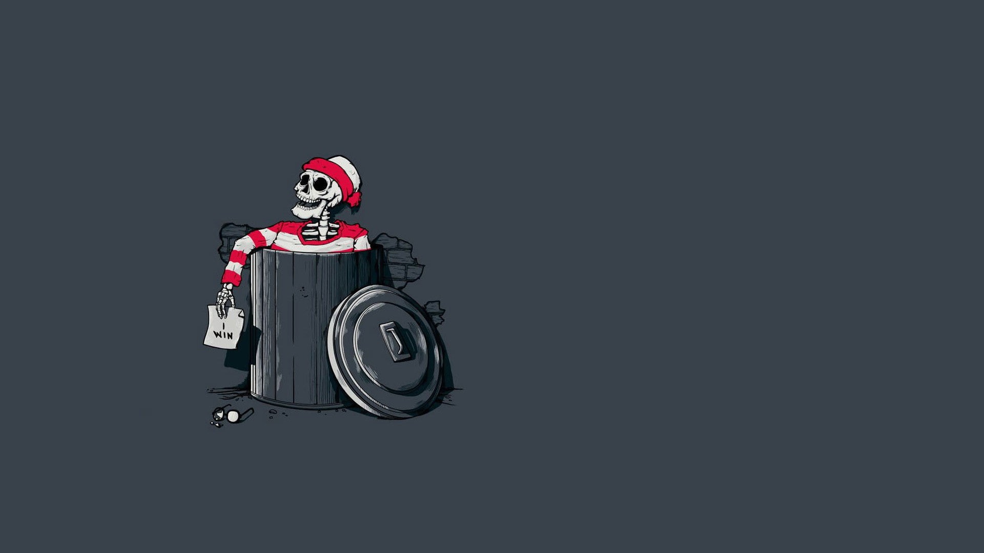 skeleton, Waldo, 1080P, humor, simple, HD Wallpaper