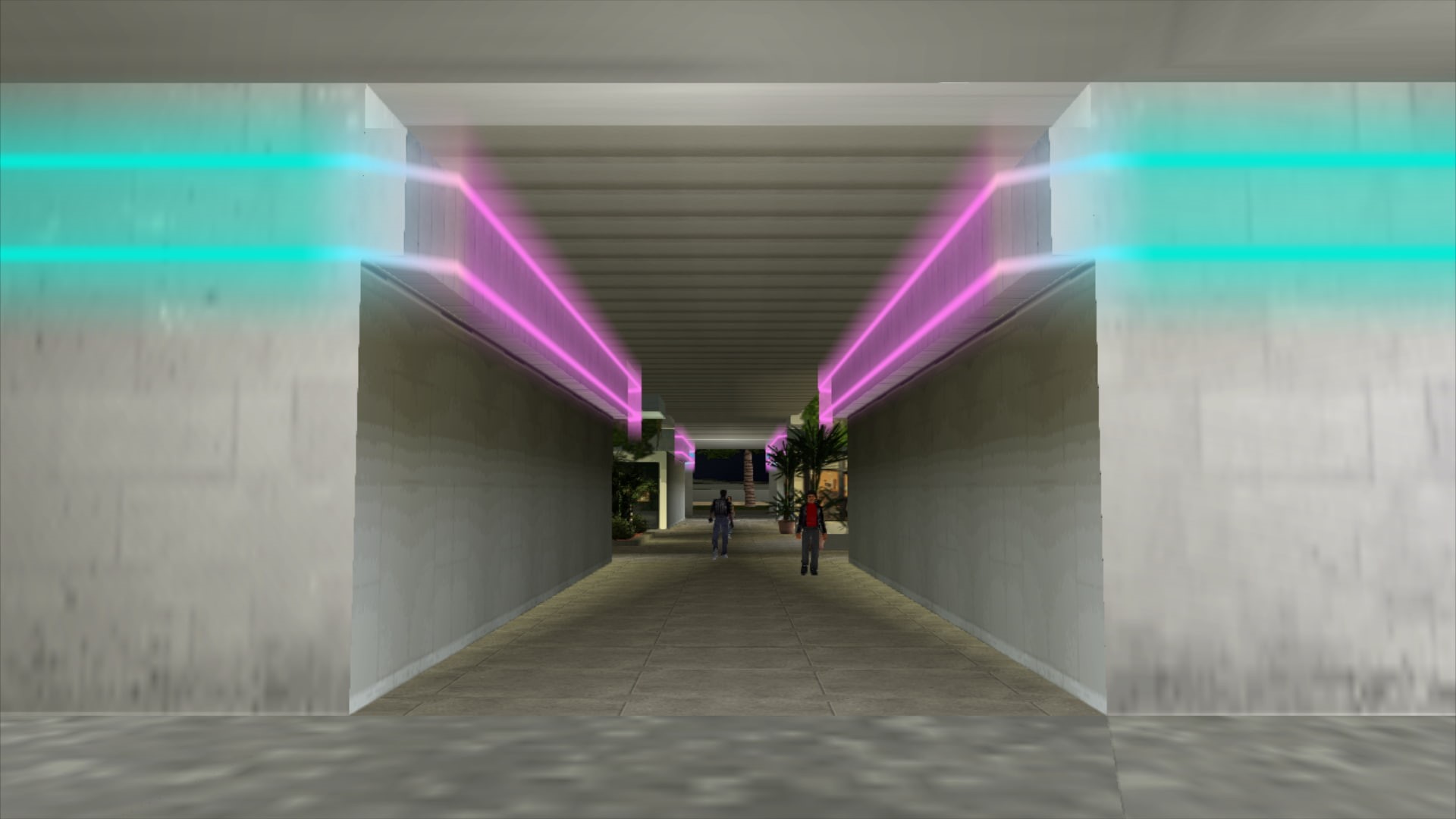 indoors, walking, footpath, modern, lighting equipment, vaporwave, lifestyles, underground walkway, direction, public transportation, Grand Theft Auto, HD Wallpaper