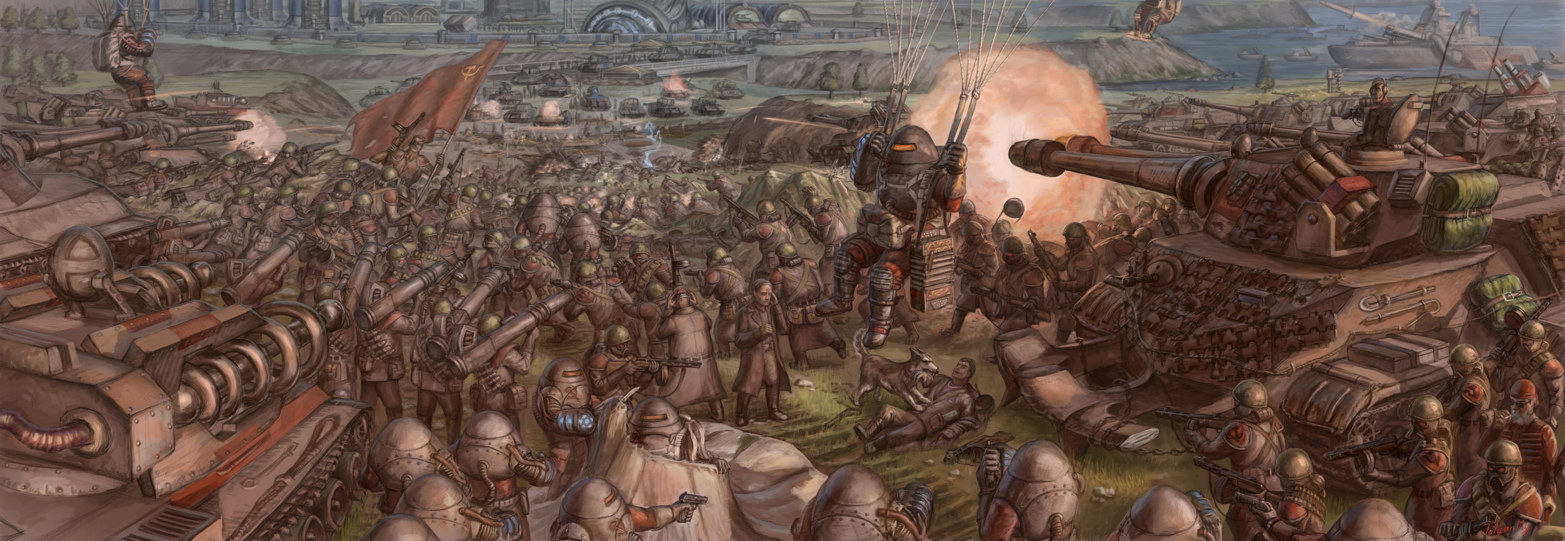 business, screenshot, war, market, high angle view, no people, day, sculpture, violence, metal, soldiers, transportation, abundance, smoke - physical structure, HD Wallpaper