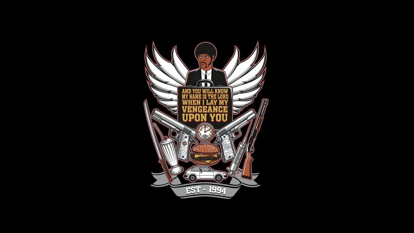 black background, lighting equipment, Samuel L. Jackson, human representation, indoors, cut out, Pulp Fiction, close-up, text, creativity, copy space, black, HD Wallpaper