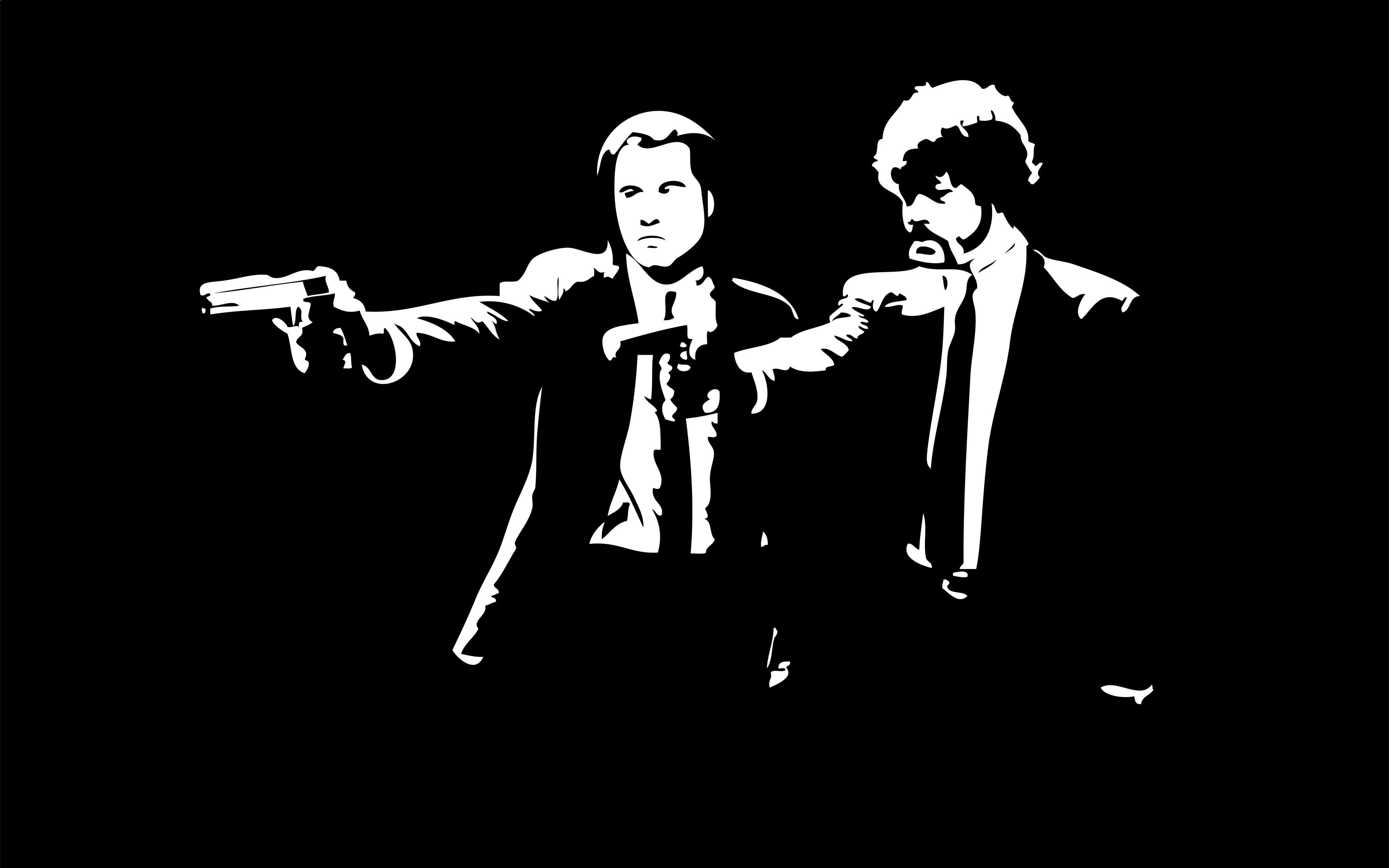 4K, pulp fiction, the film, black and white, HD Wallpaper