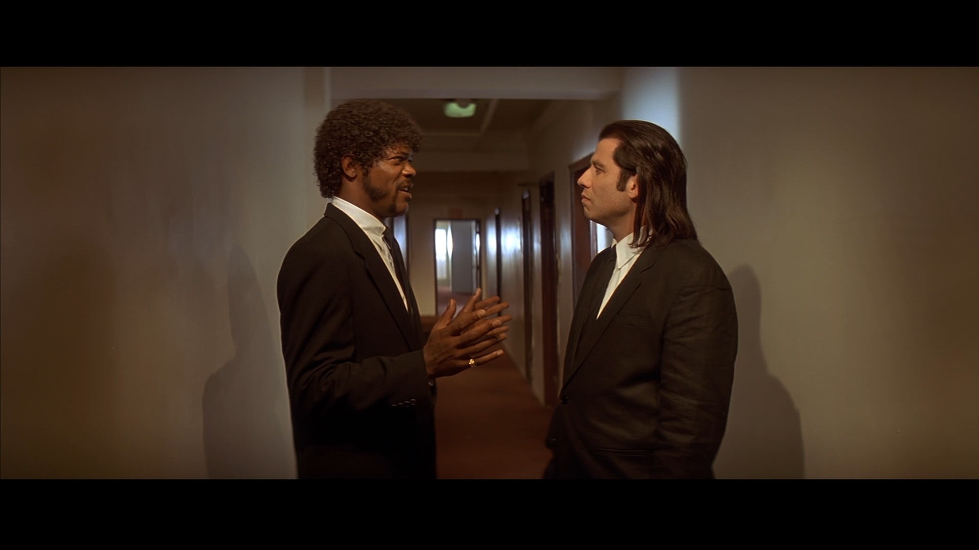 john, face to face, travolta, Jules Winnfield, handshake, businessman, indoors, 1080P, adult, suit, young men, coworker, well-dressed, business, formal businesswear, HD Wallpaper