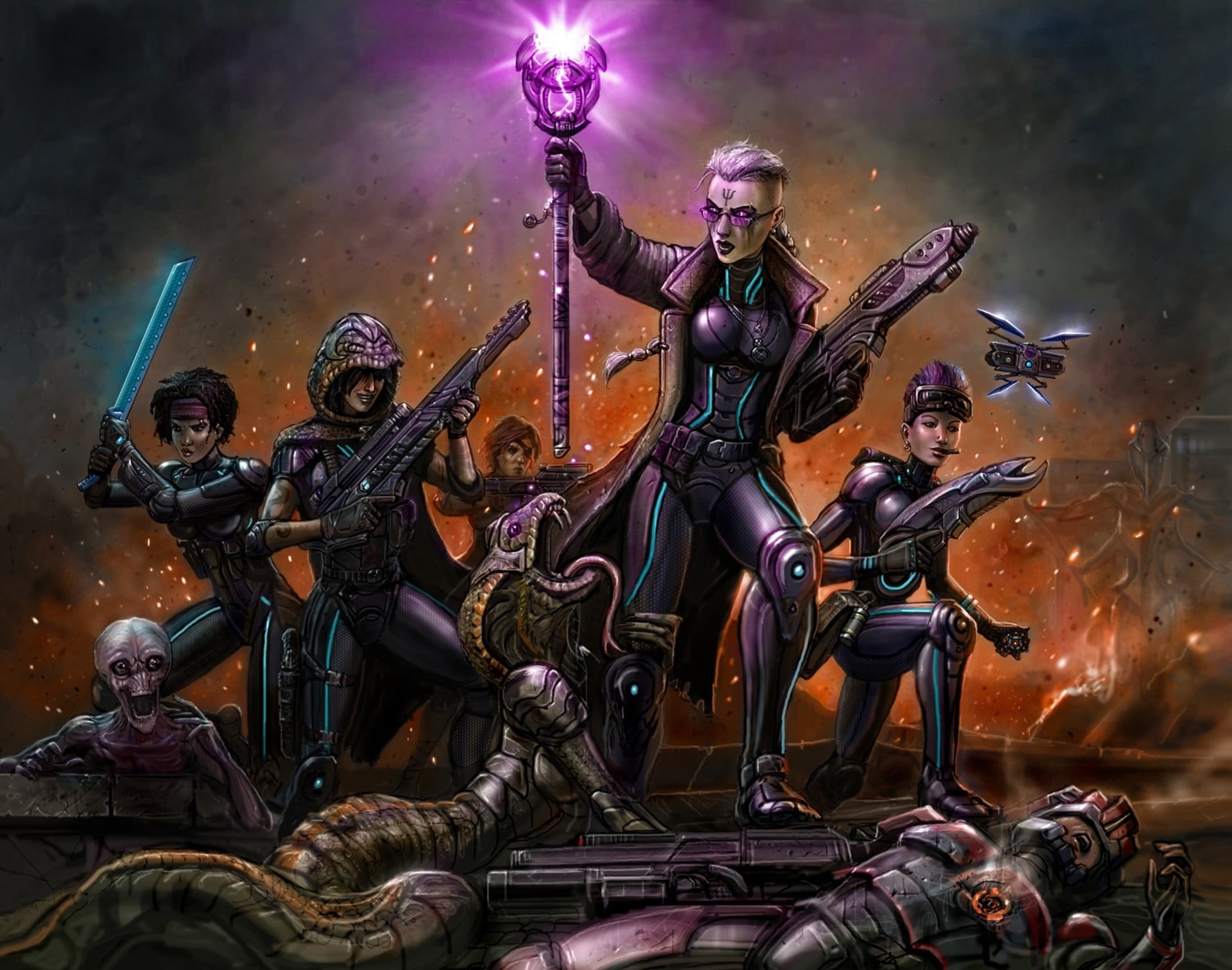 gun, art and craft, weapon, artwork, technology, creativity, female likeness, women, male likeness, 1080P, X-COM, statue, people, sculpture, video games, HD Wallpaper