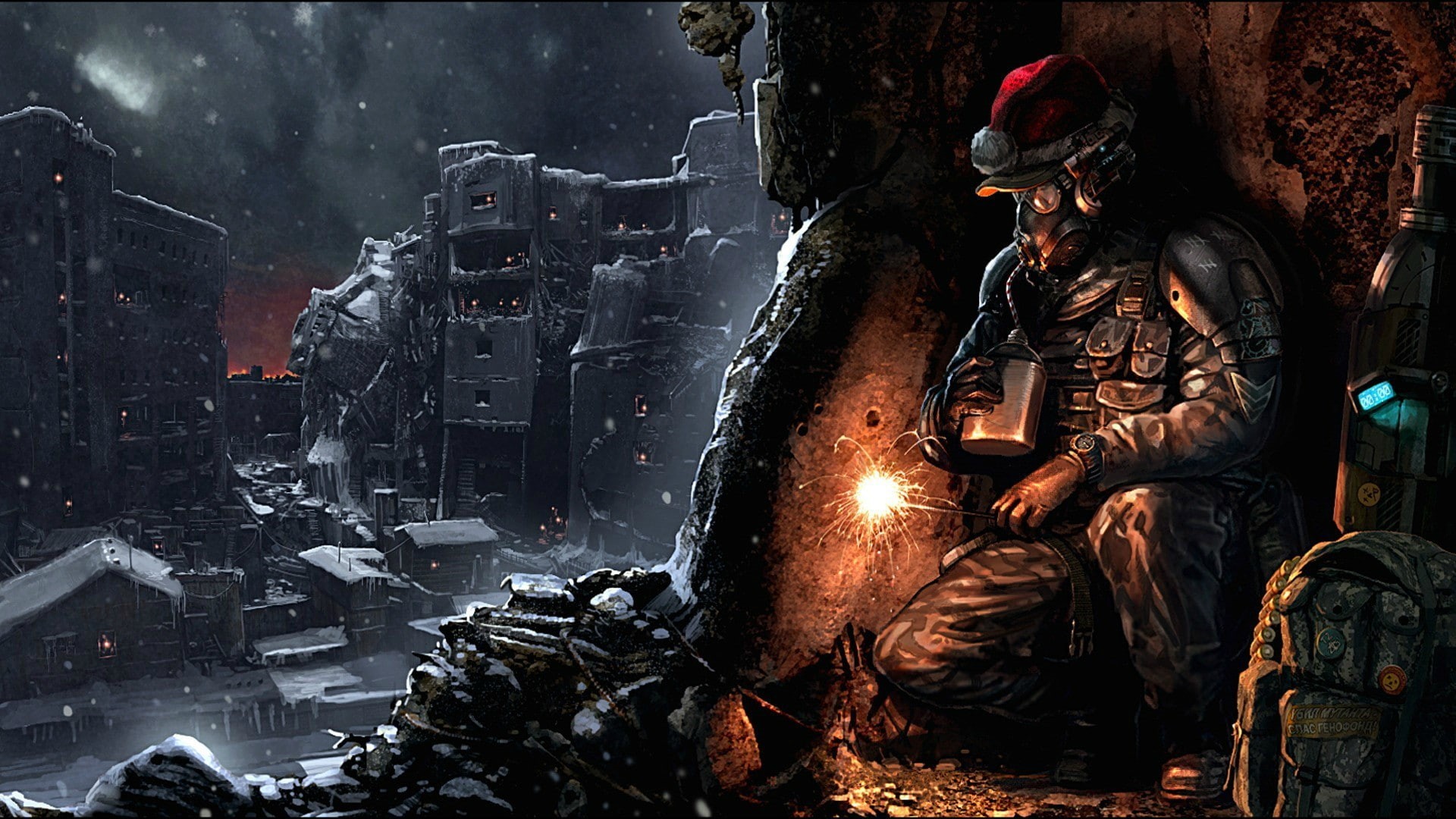 artwork, S.T.A.L.K.E.R., video games, soldier, 1080P, digital art, Ukraine, apocalyptic, gas masks, HD Wallpaper