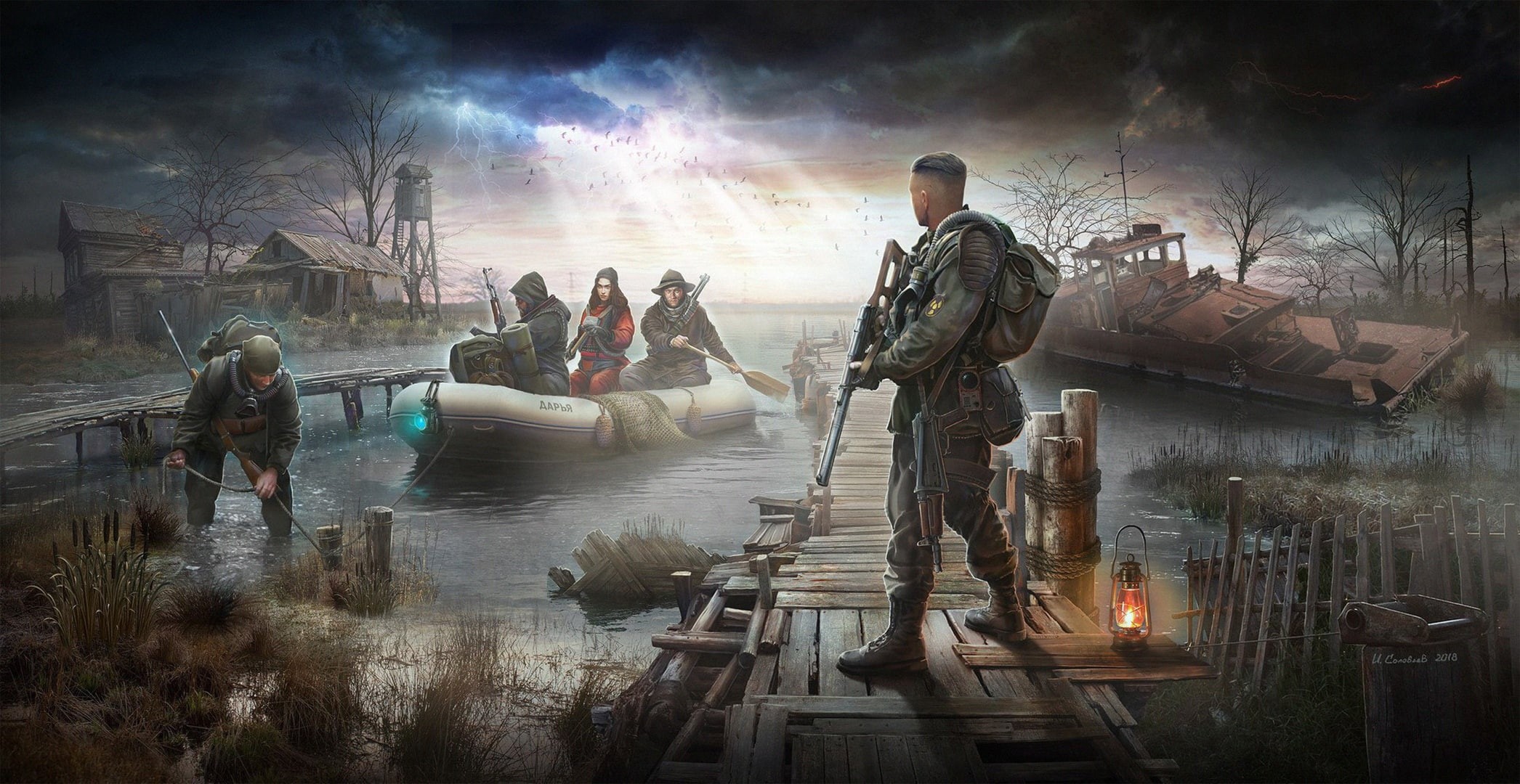 flame, water, nature, group of people, fire, people, sky, war, women, night, conflict, adult, 1080P, video games, men, smoke - physical structure, architecture, HD Wallpaper