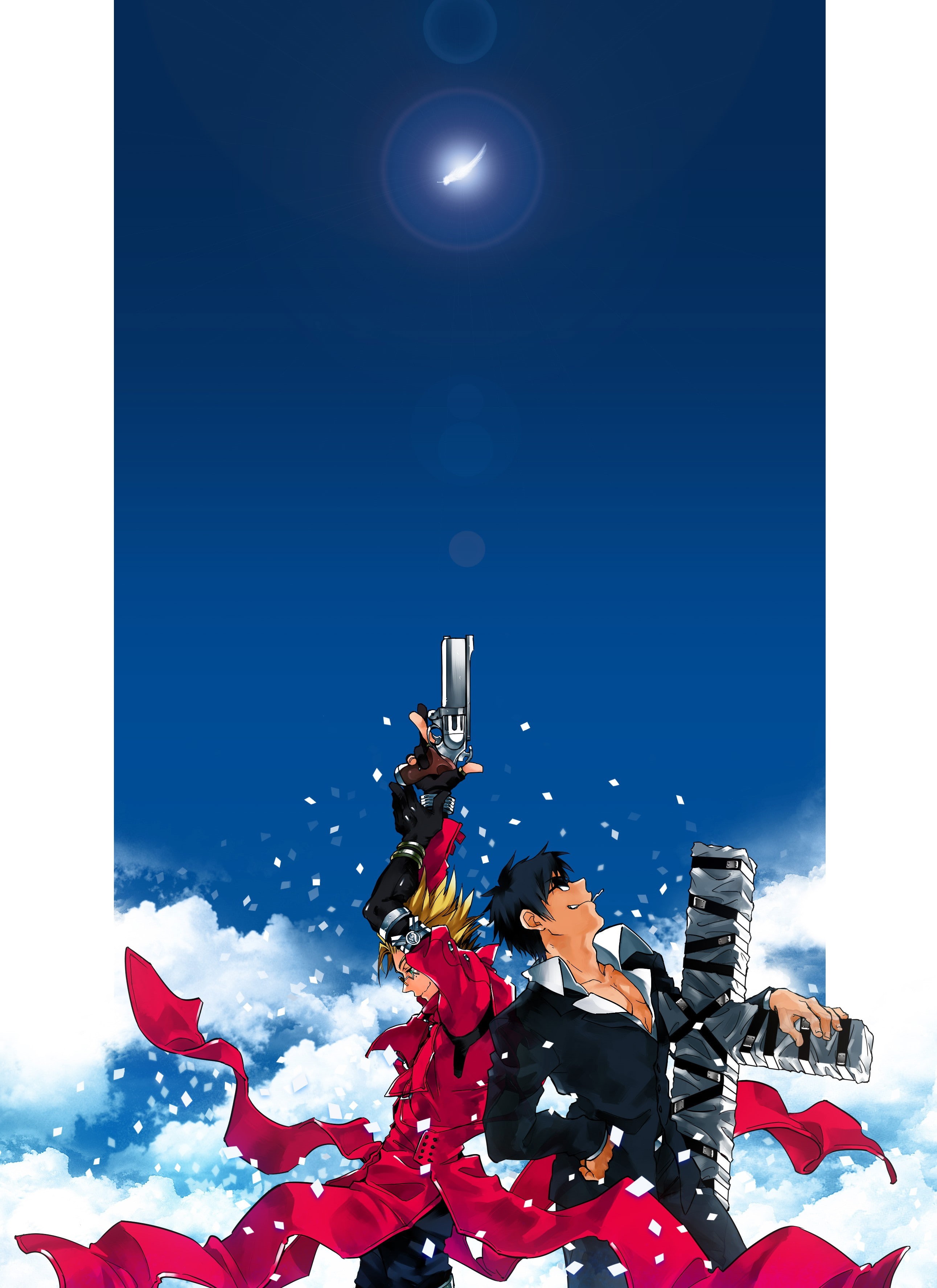 cold temperature, blue, 2K, winter, anime boys, one person, anime, night, warm clothing, nature, fun, lens flare, Trigun, holiday, Nicholas D. Wolfwood, Phone HD Wallpaper