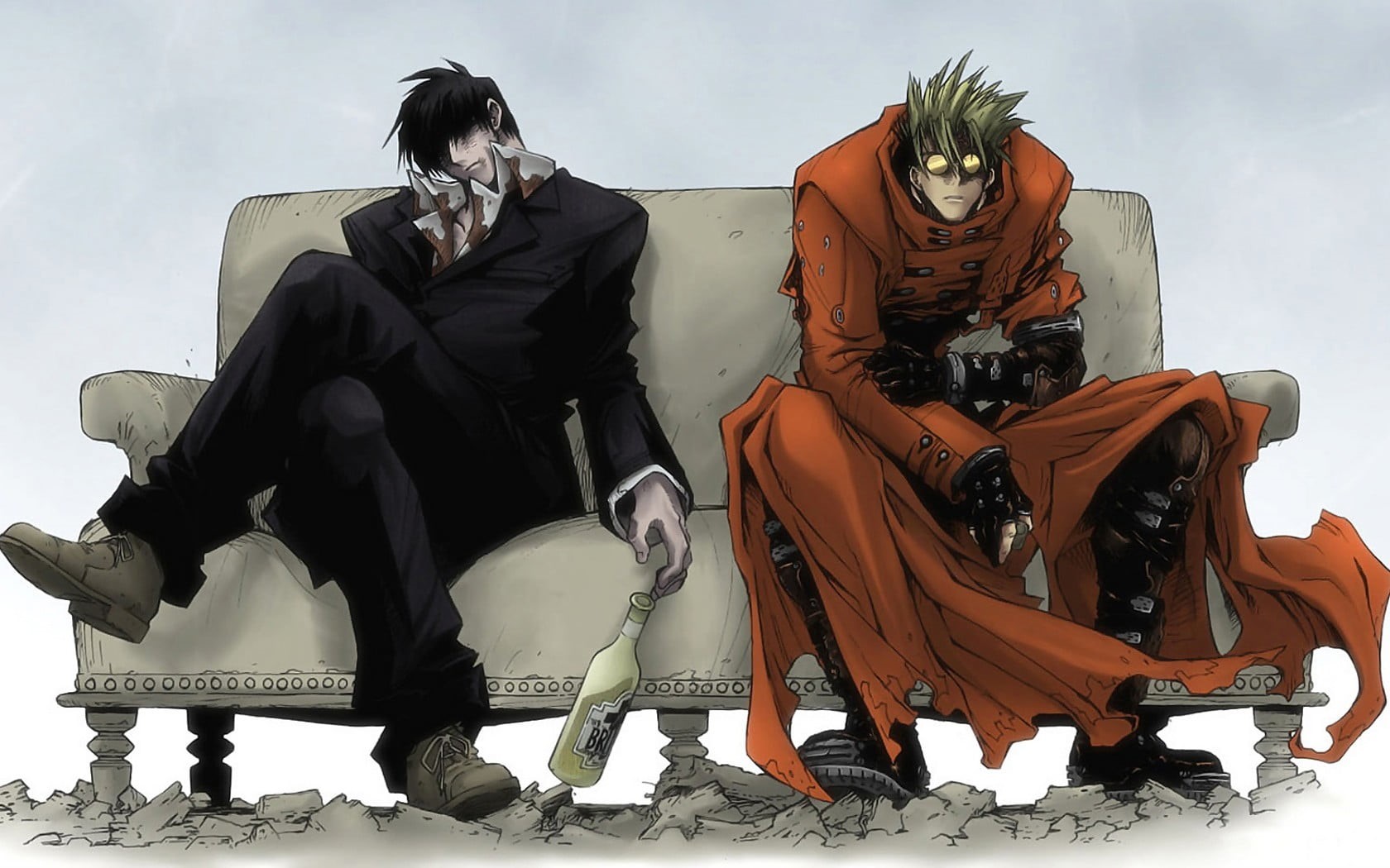 disguise, representation, 720P, deathnote, real people, mask - disguise, sitting, mask, revolver, Nicholas D. Wolfwood, nature, Trigun, arts culture and entertainment, HD Wallpaper