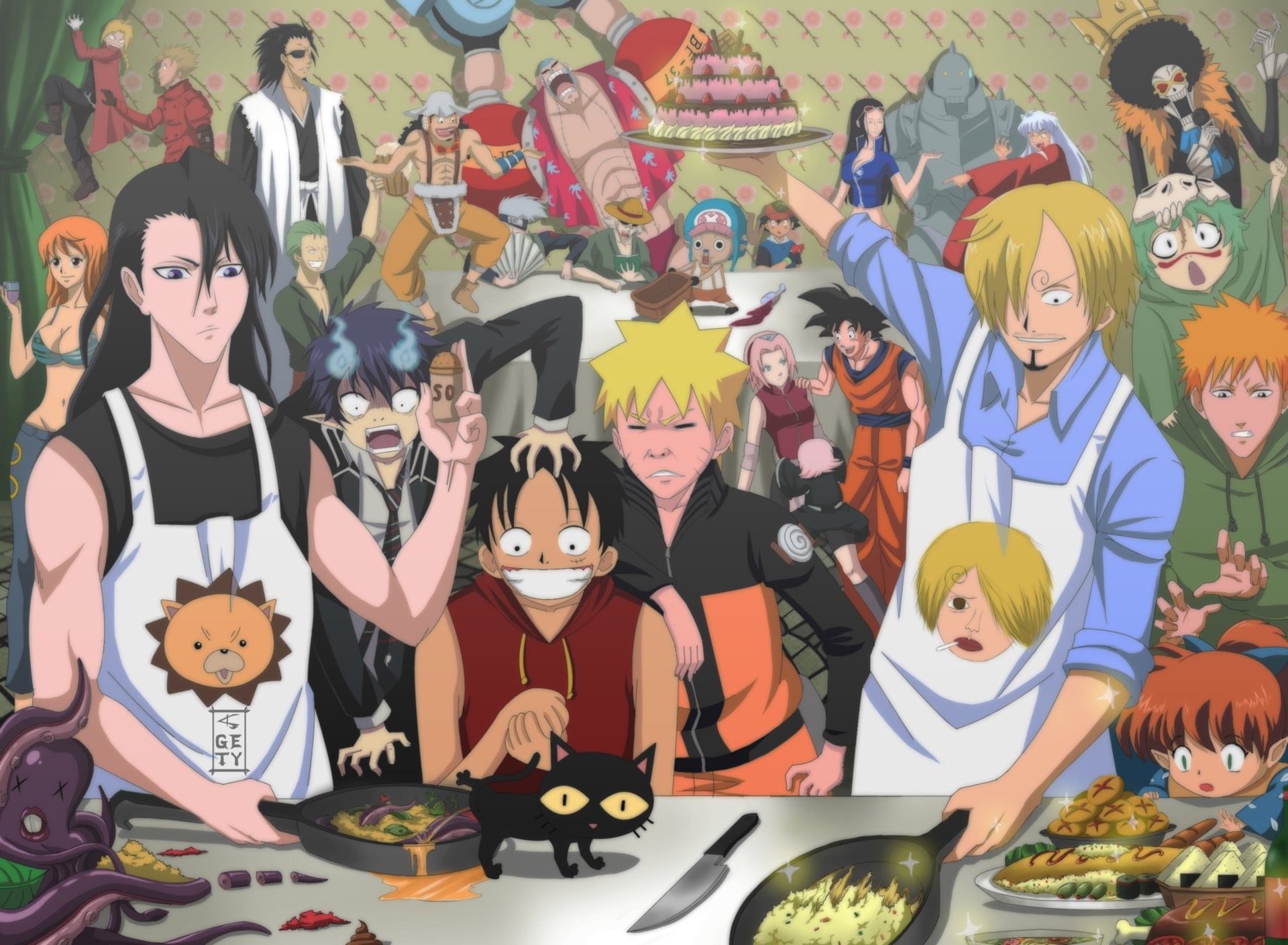 Kakashi Hatake, Pokémon, Goku, women, illustration, female likeness, Sakura Haruno, choice, Usopp (One Piece), representation, indoors, celebration, Dragon Ball Z, HD Wallpaper
