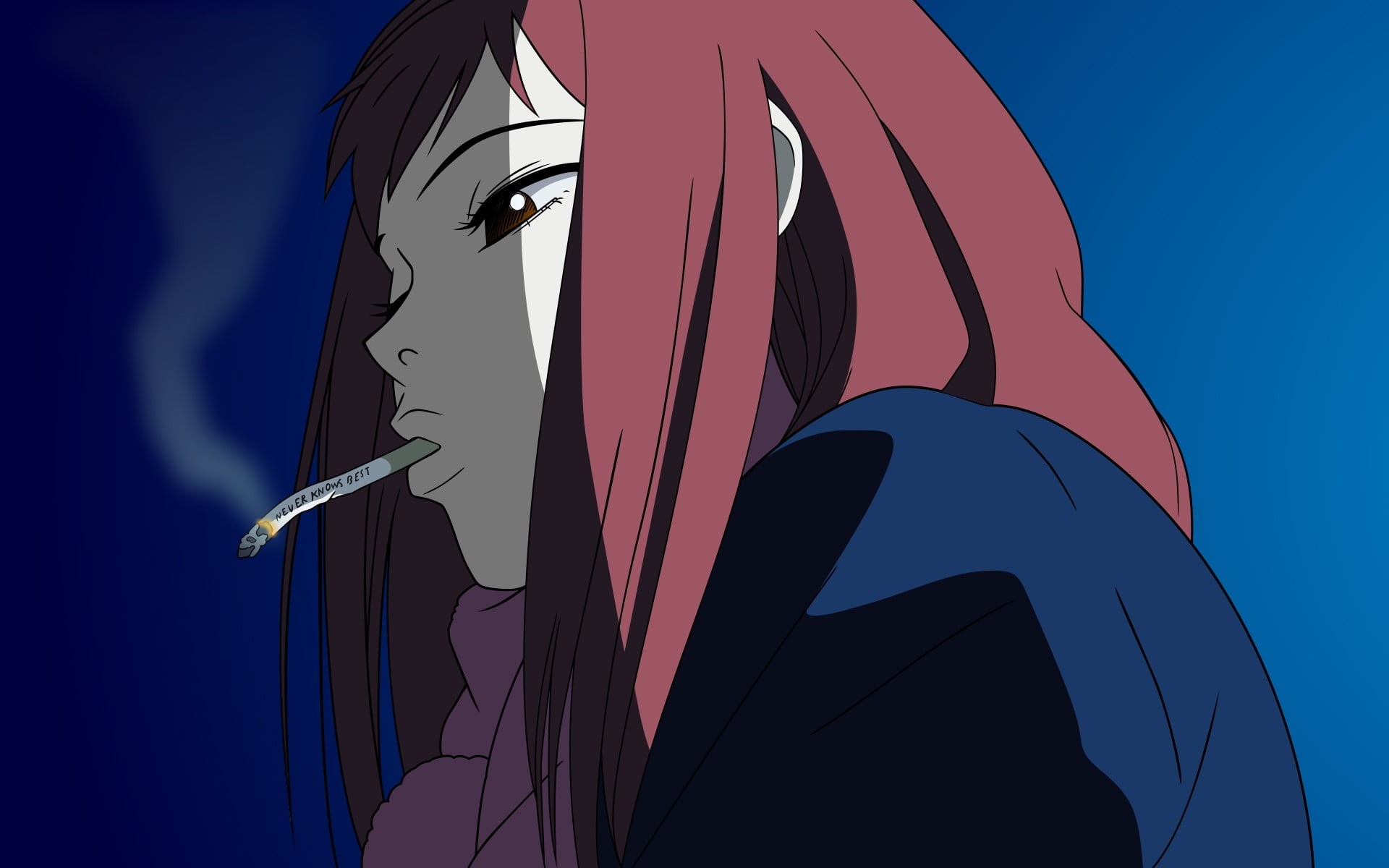 silhouette, portrait, human representation, lifestyles, 1080P, real people, nature, woman, haired, character, FLCL, anime, one person, representation, HD Wallpaper