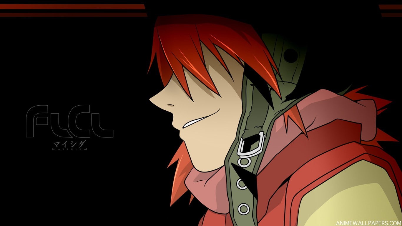 720P, red, text, side view, close-up, representation, mural, one person, western script, FLCL, human representation, Haruhara Haruko, day, art and craft, HD Wallpaper