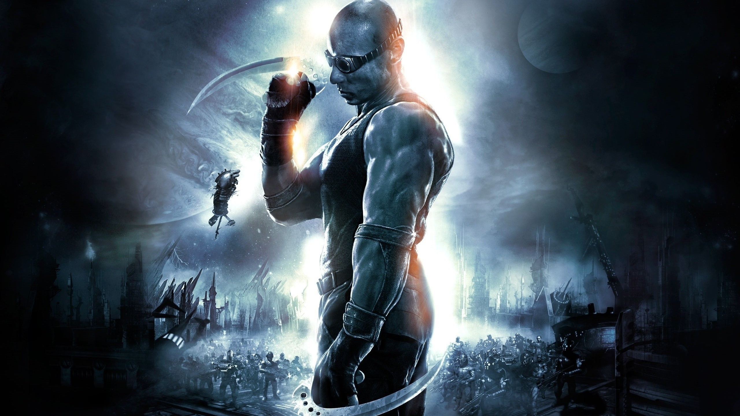 riddick, science, holding, film, man, saber, chronicles, 2K, fiction, two, claws, movie, sf, HD Wallpaper