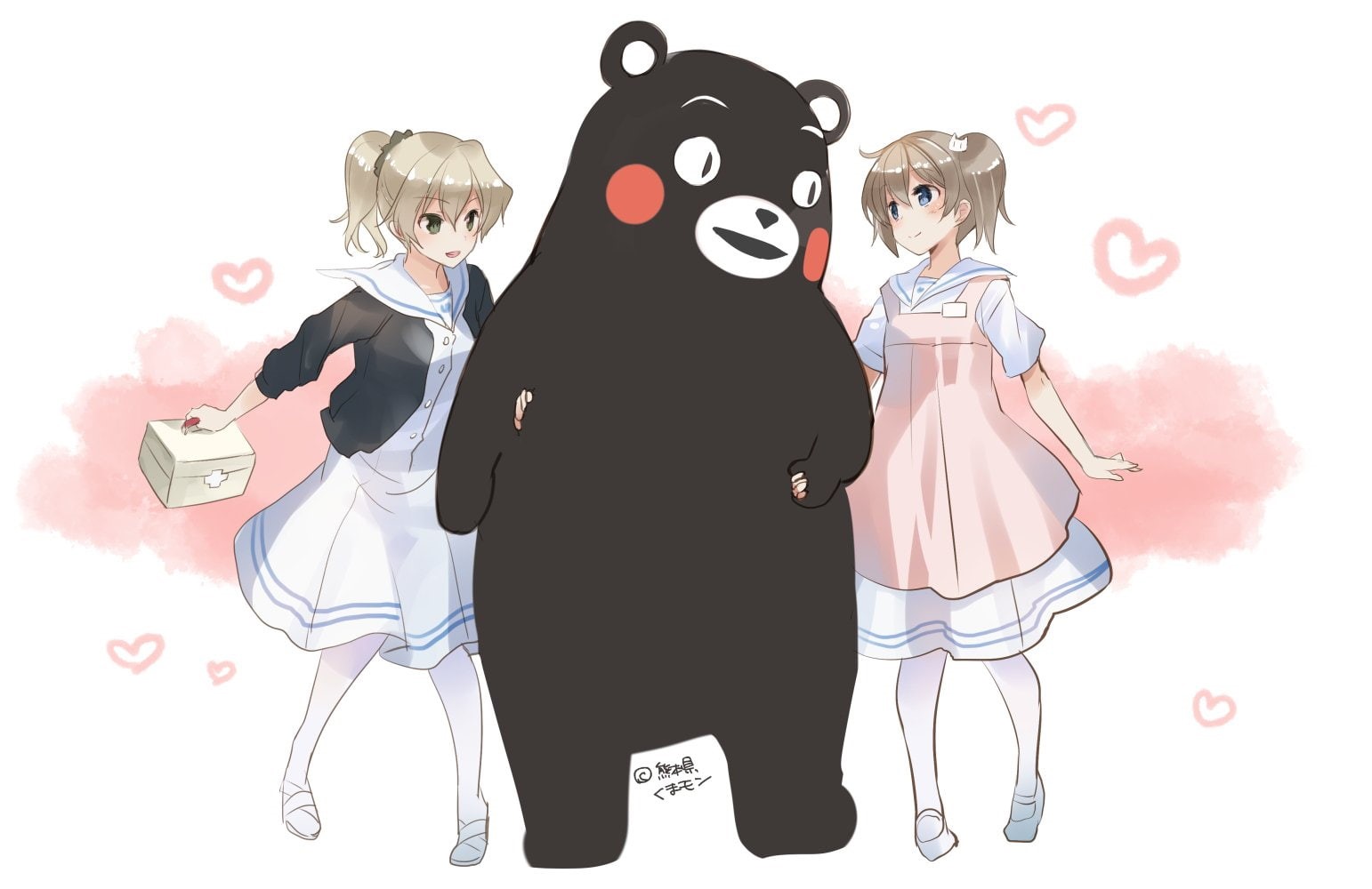 Short Hair, 720P, Blush, Skirt, Heart, Shoe, Yasuko Yamanouchi, Blue Eyes, Video Game, Kumamon, Thigh Highs, Kaori Sawai, Hakuisei Renai Shoukougun, HD Wallpaper
