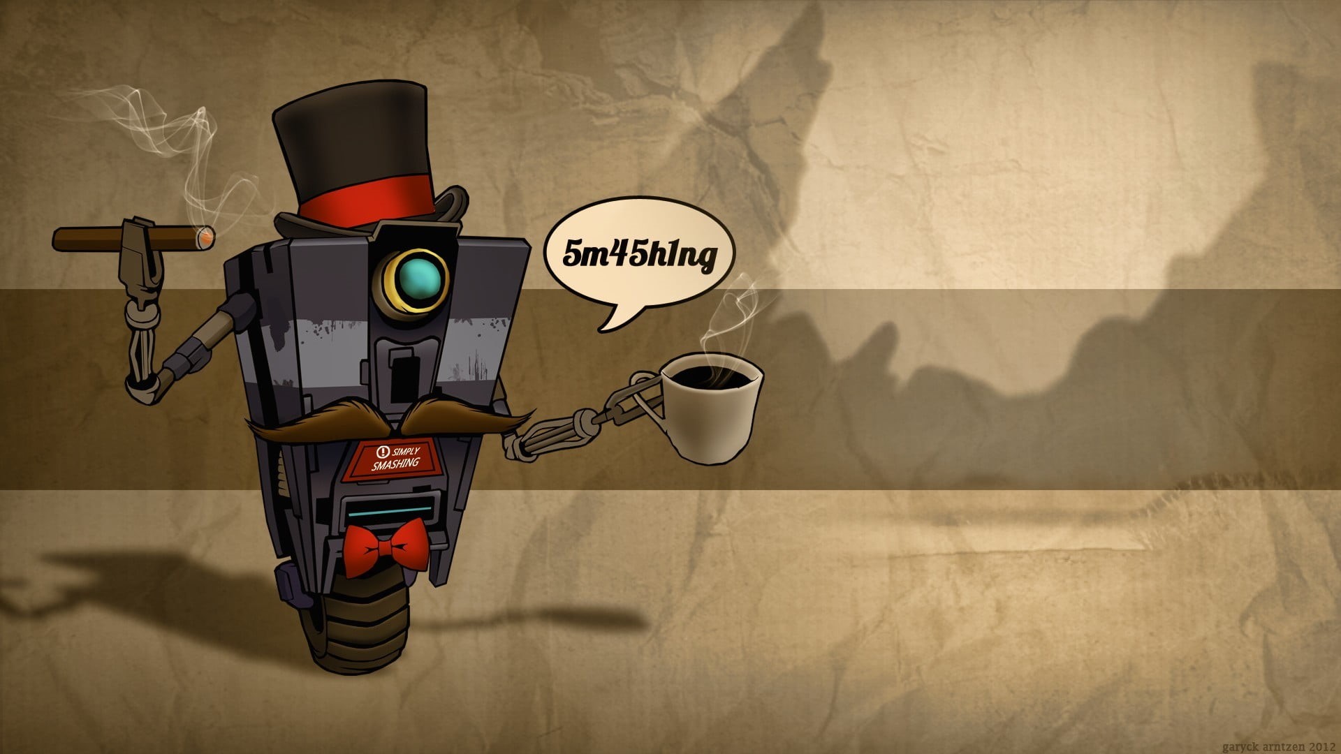 no people, still life, message, shadow, coffee maker, robot, indoors, paper, Borderlands, mug, coffeemaker, coffee, refreshment, text, Claptrap, wall - building feature, HD Wallpaper
