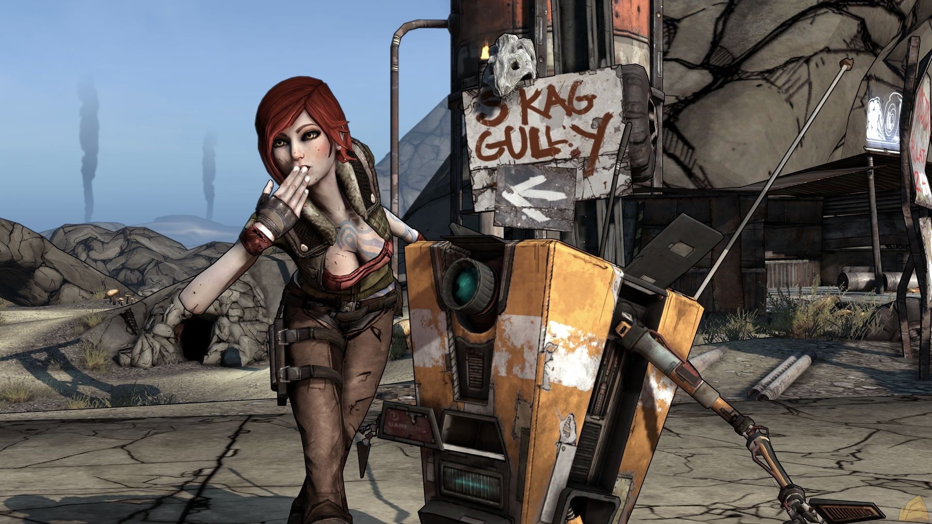 anime, Borderlands, Claptrap, 1080P, siren, Lilith, cleavage, video games, HD Wallpaper