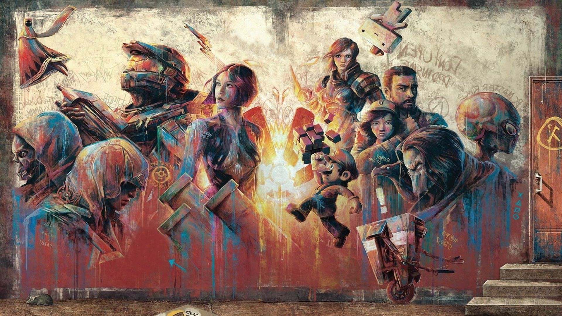 video games super mario mario bros_ the walking dead borderlands 2 mass effect halo dishonored assassins creed half life darksiders 2 jane shepard journey game claptrap, HD Wallpaper