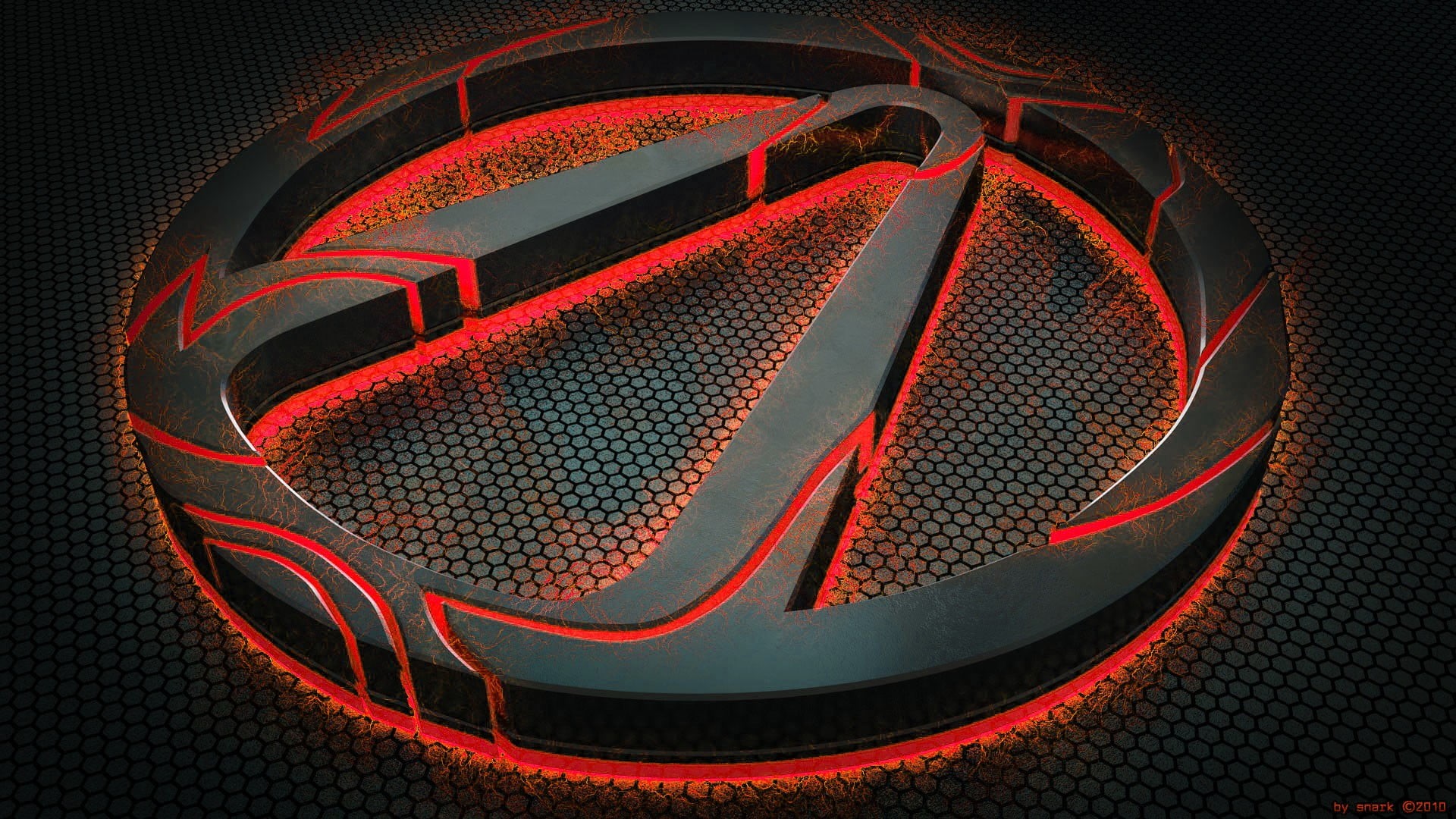 equipment, black background, geometric shape, glowing, Borderlands, sport, red, illuminated, high angle view, logo, pattern, curve, no people, basketball - sport, HD Wallpaper