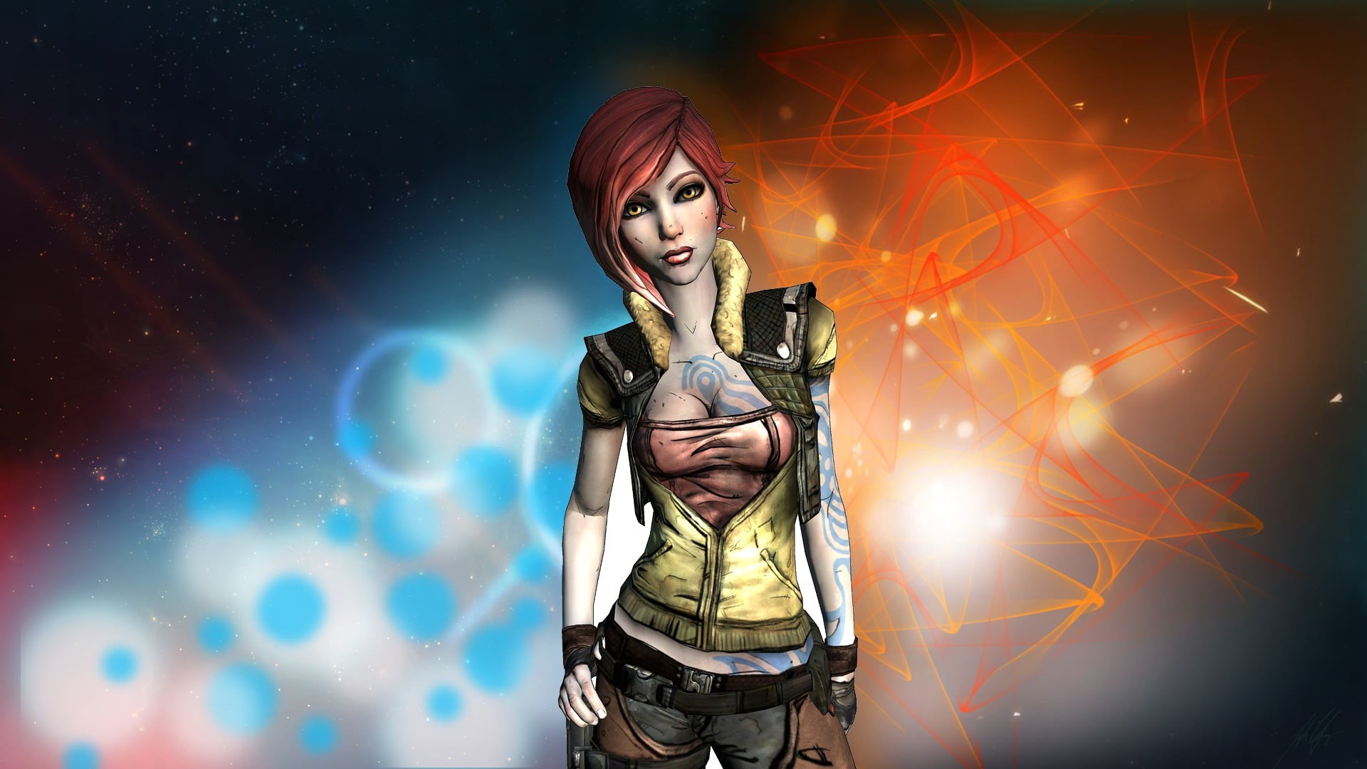 beautiful woman, brown, black, adult, young adult, beauty, one person, redhead, women, digital, hairstyle, illuminated, waist up, beautiful people, Lilith (Borderlands), HD Wallpaper