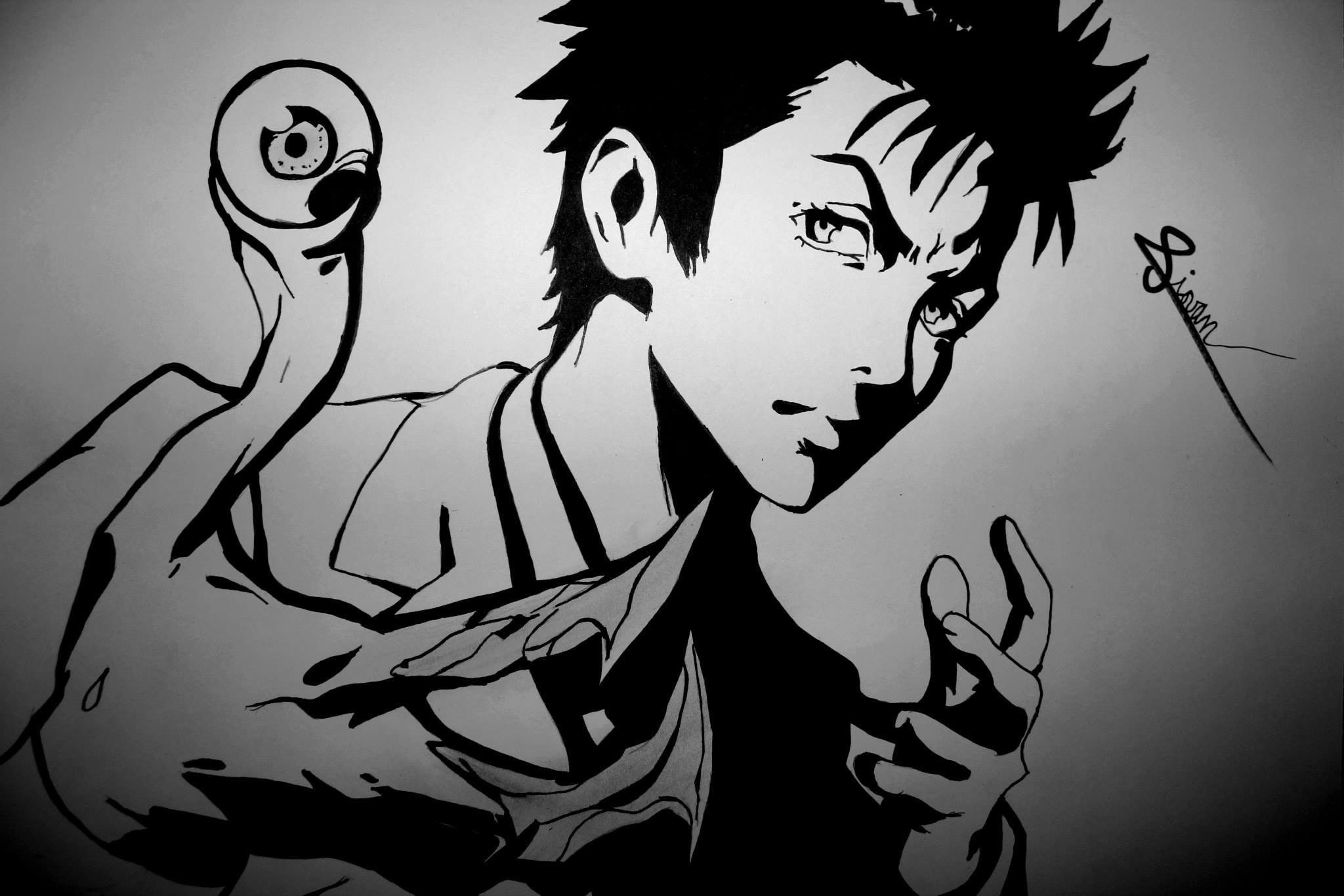 spooky, one person, headshot, nature, Parasyte, the maxim, art and craft, portrait, male likeness, front view, indoors, wall - building feature, drawing - art product, HD Wallpaper