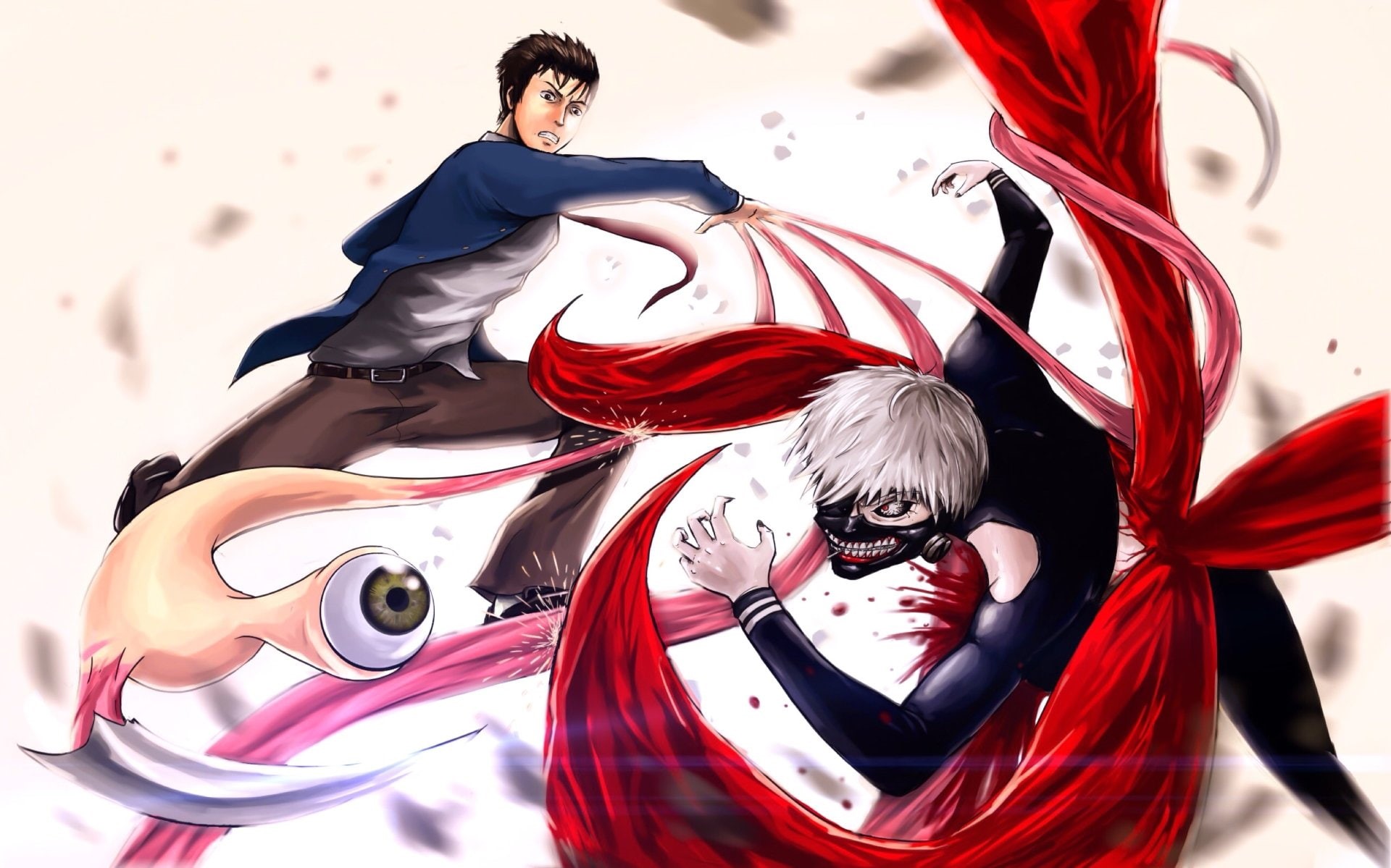 day, lifestyles, Anime, leisure activity, real people, women, clothing, mask - disguise, portrait, front view, one person, Parasyte -the Maxim-, red, 1080P, HD Wallpaper