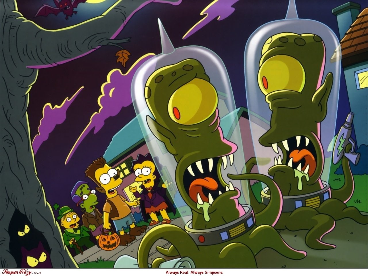 720P, The Simpsons, Lisa Simpson, Milhouse Van Houten, Bart Simpson, Kang And Kodos, HD Wallpaper