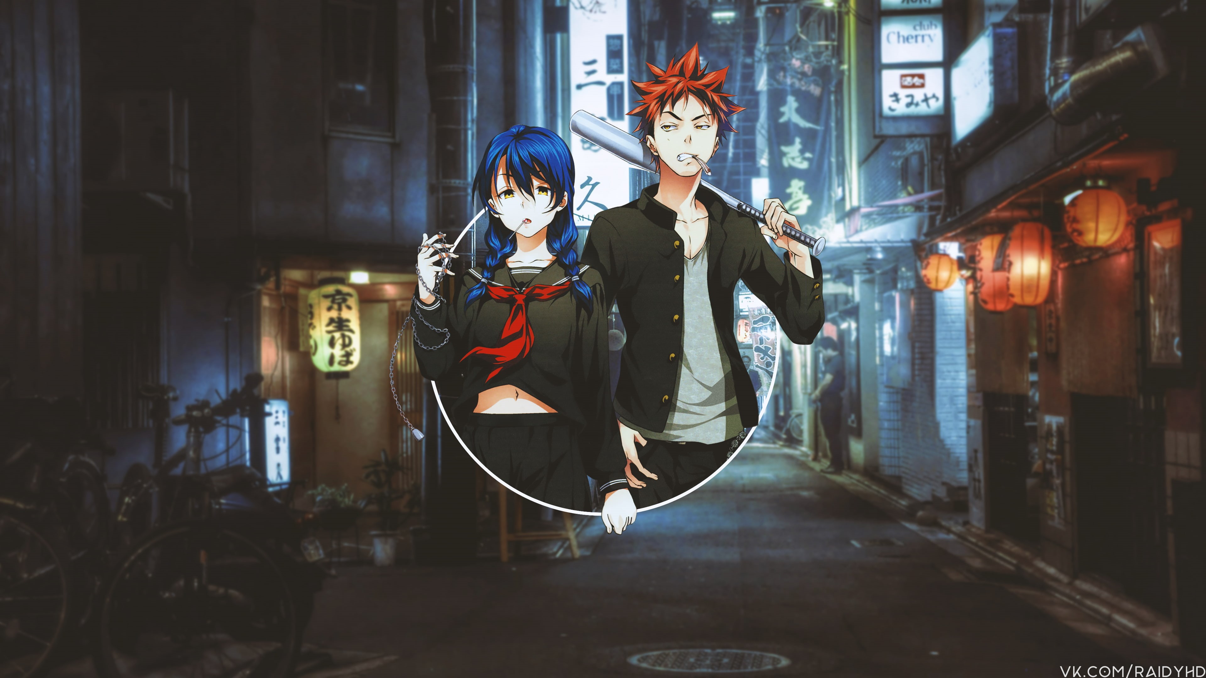 anime girls, Shokugeki no Souma, picture-in-picture, anime, Yukihira Soma, Tadokoro Megumi, 4K, HD Wallpaper
