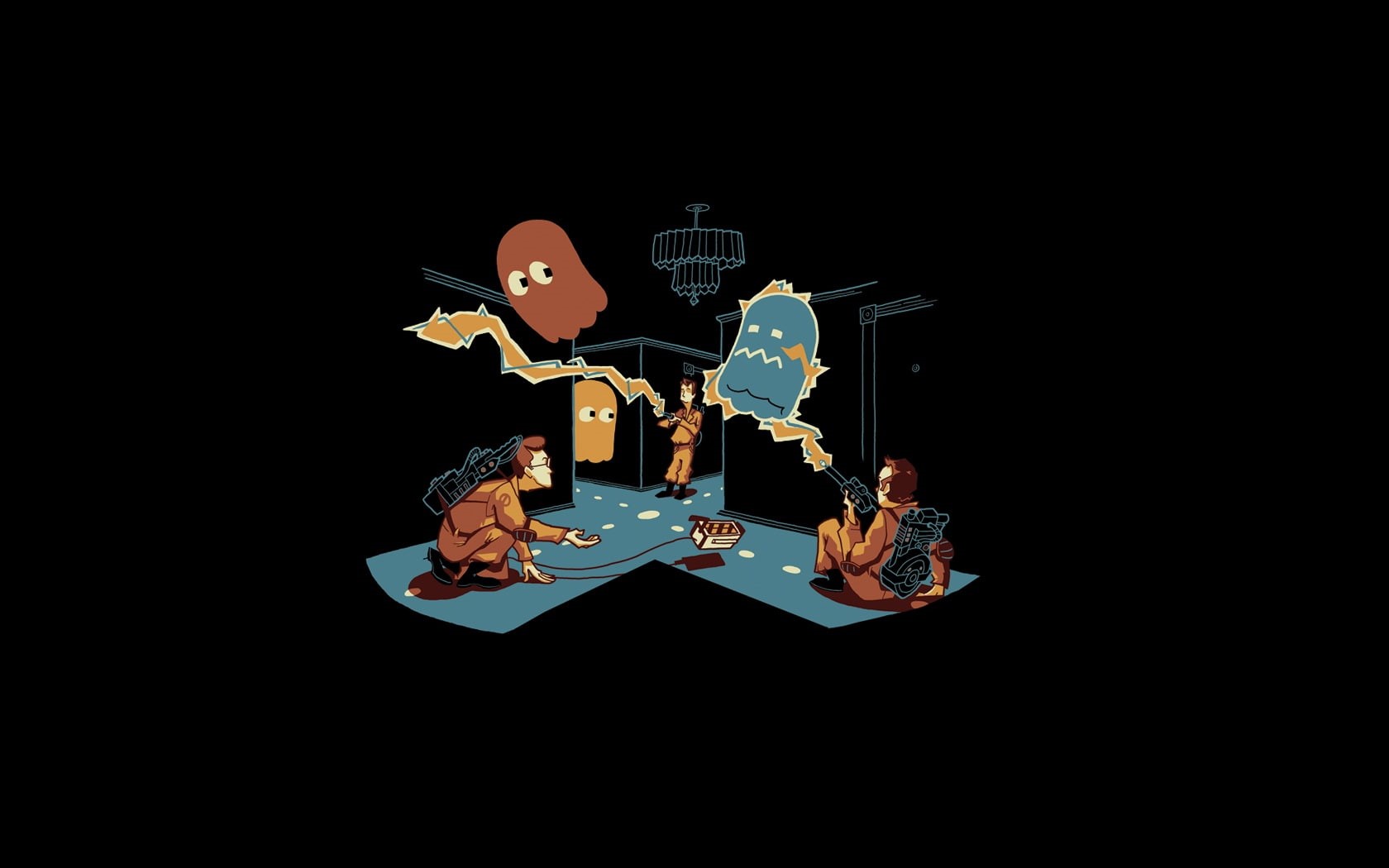 ghostbusters, video games, hd, pacman, black, 720P, HD Wallpaper