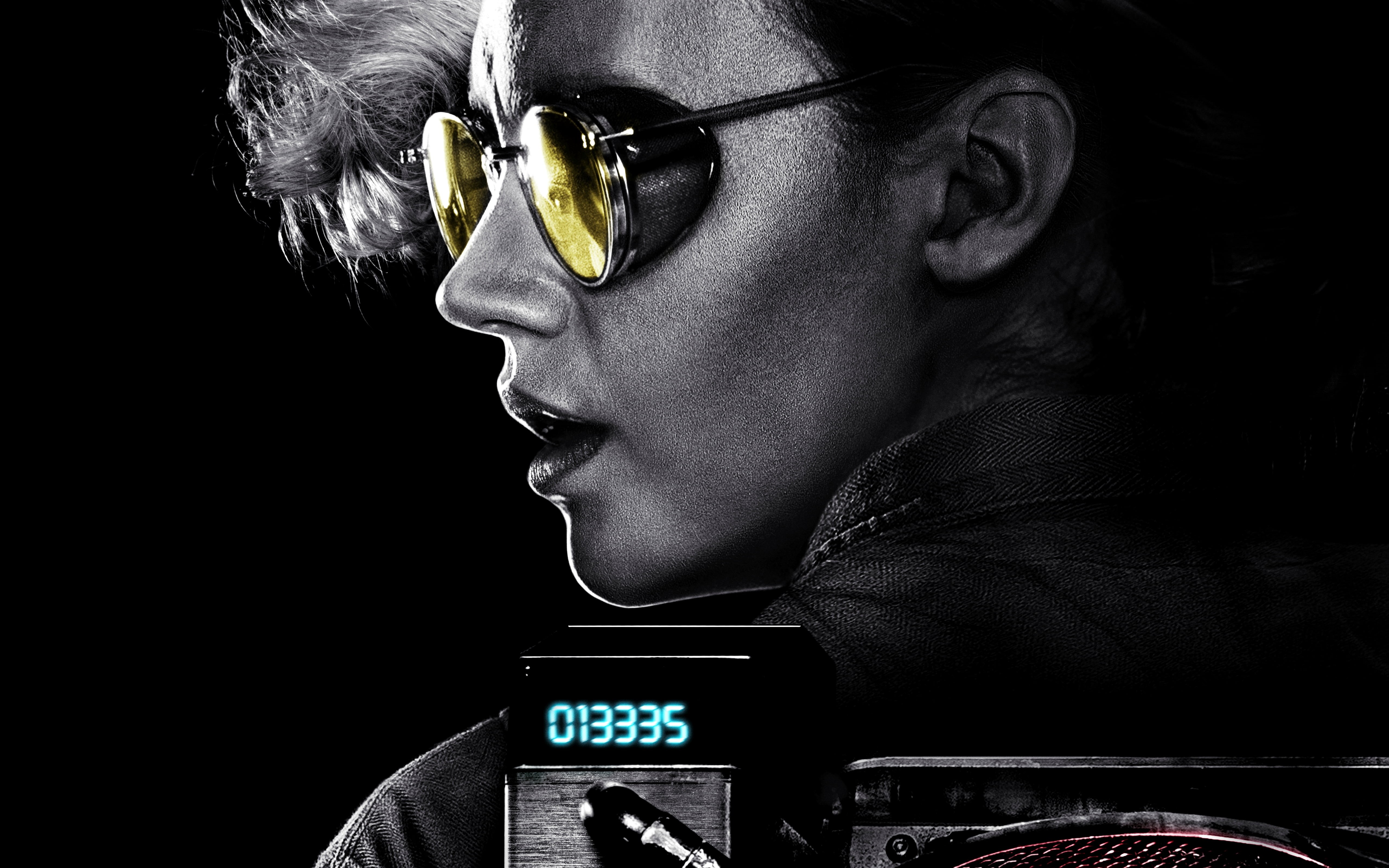 human body part, poster, ghostbusters, close-up, Movies, profile view, communication, one person, kate, body part, adult, portrait, Hollywood Movies, grayscale, HD Wallpaper