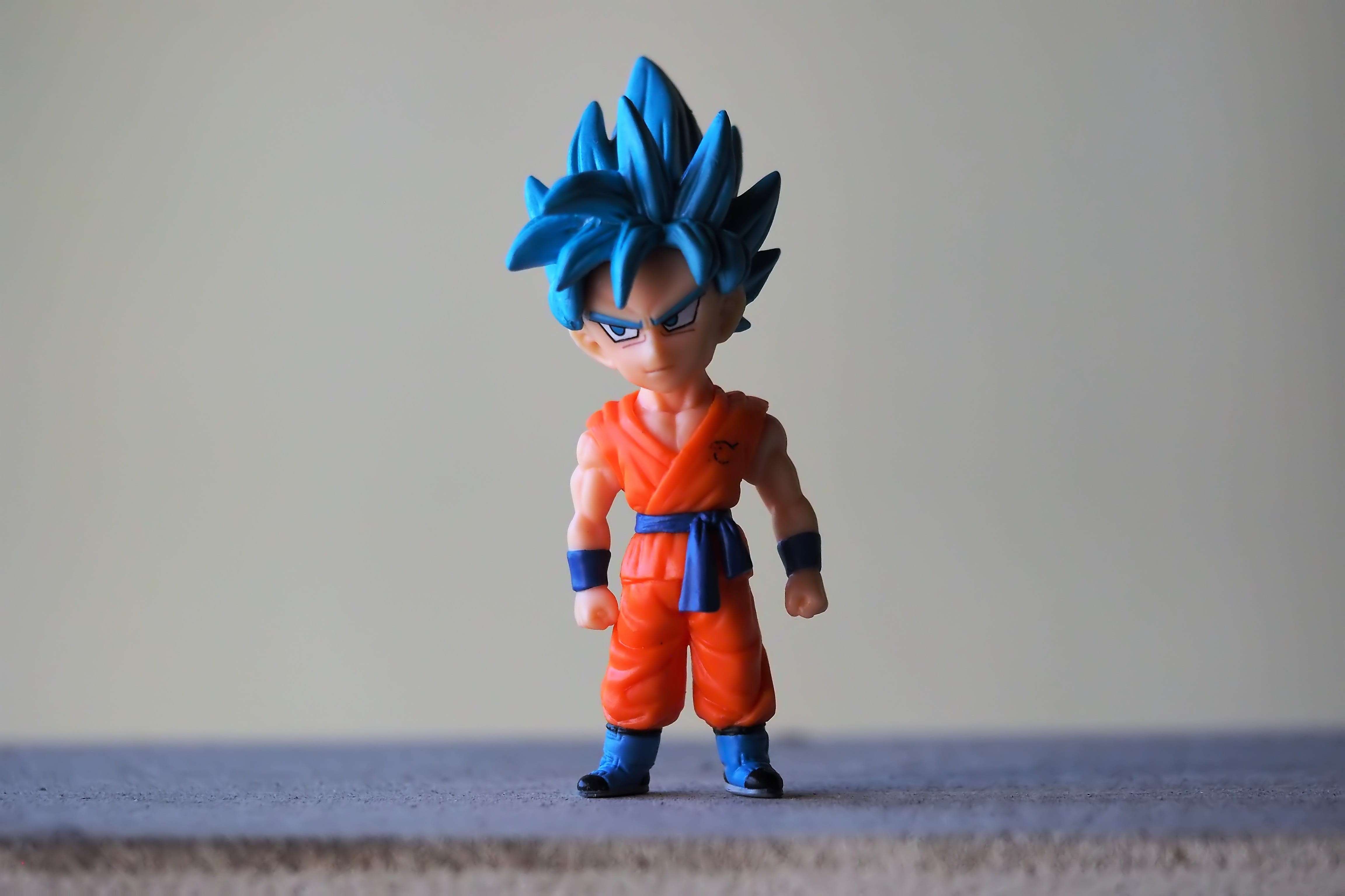 figurine, child, childhood, online, gray, indoors, anime, character, cartoon, small, cute, goku, 4K, copy space, boys, photo, full length, costume, men, HD Wallpaper