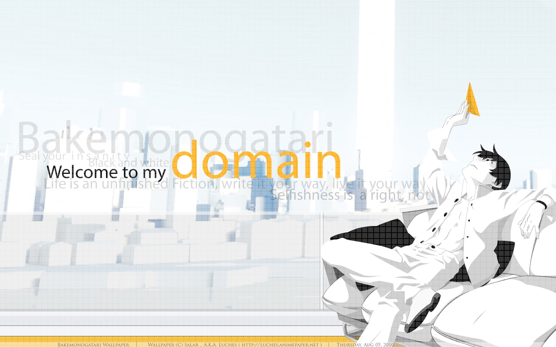 day, architecture, bakemonogatari, male likeness, representation, communication, occupation, text, men, digital composite, Monogatari Series, HD Wallpaper