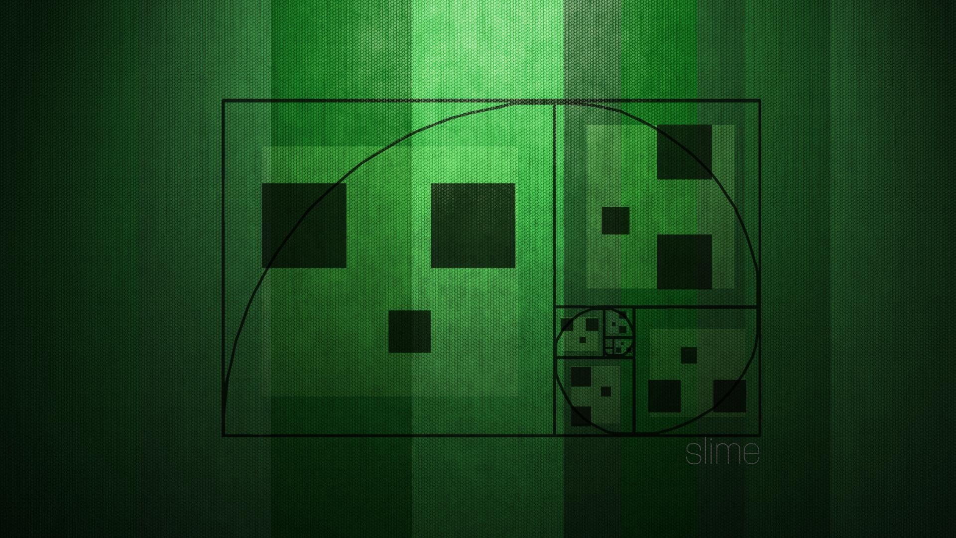 green, hd, video games, 1080P, minecraft, creeper, spiral, fibonacci, HD Wallpaper