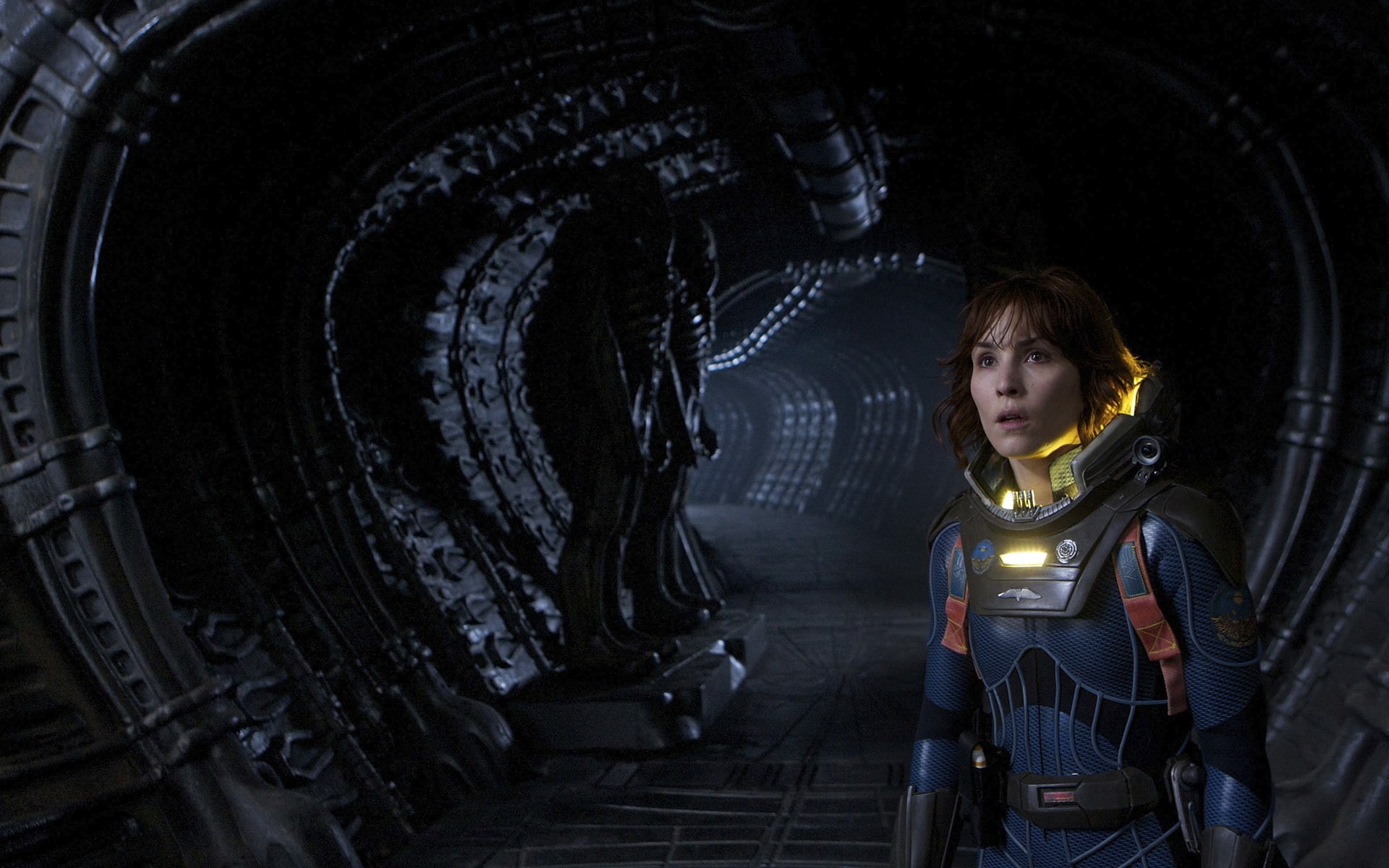 noomi, brunette, movie, prometheus, corridor, poster, tunnel, 1080P, rapace, hd, movies, hollywood, HD Wallpaper