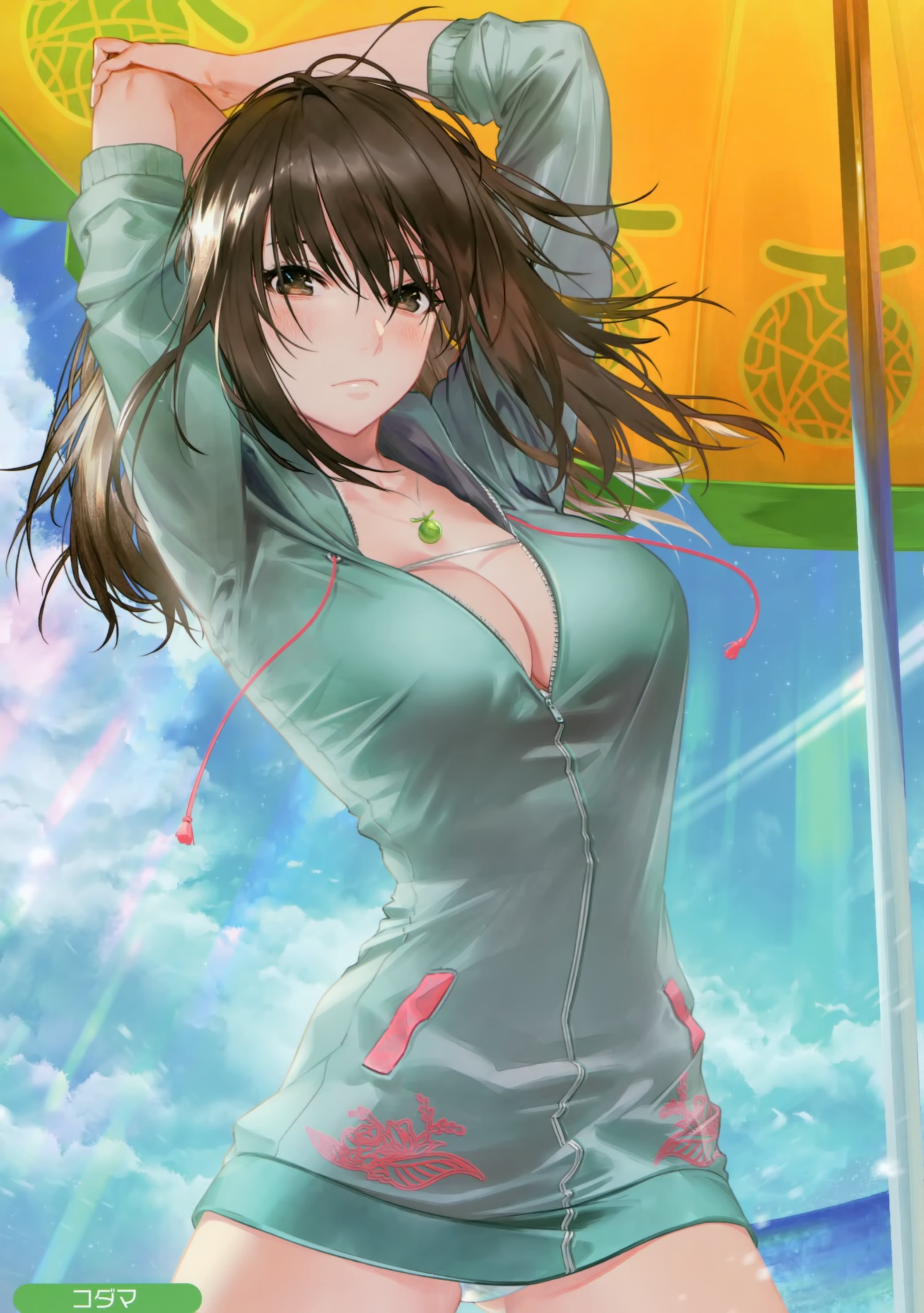 2K, anime girls, kodama (wa-ka-me), cleavage, Phone HD Wallpaper